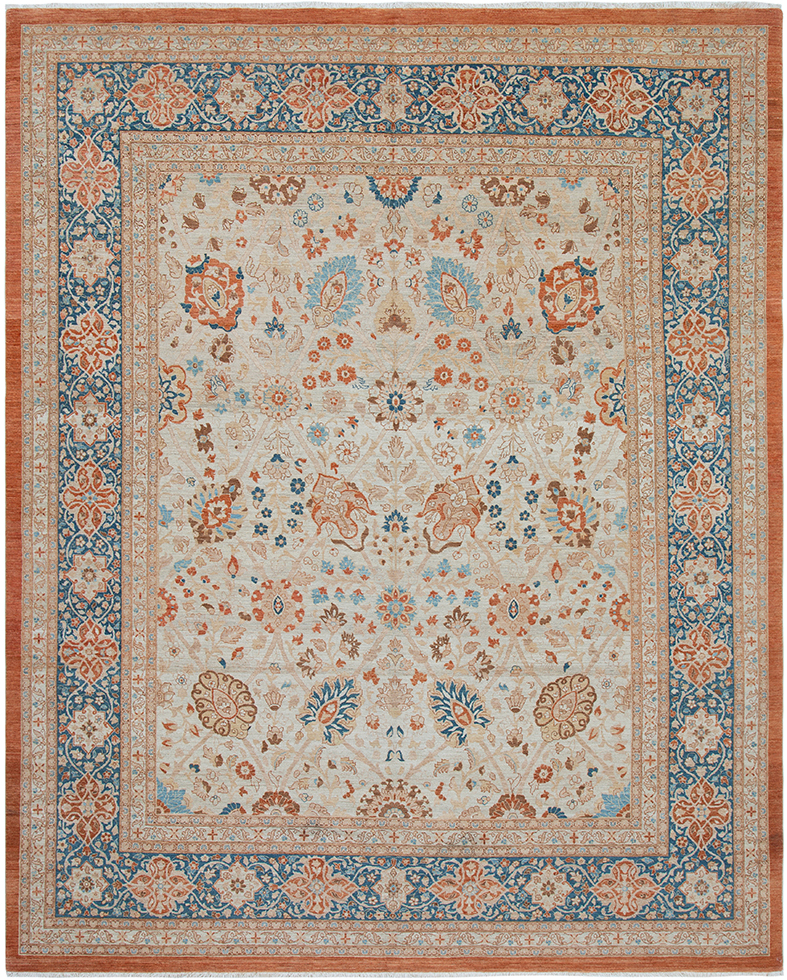 Hand-knotted Persian Tabriz rug featuring an intricate central medallion and fine floral motifs, symbolizing master Persian craftsmanship