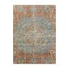 “Vintage Tabriz rug with medallion design in rust and blue tones, hand-knotted in Iran”