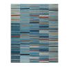 “Mazandaran kilim flatweave rug in blue with horizontal multicolor stripes, handwoven with wool and natural dyes – modern Persian rug by Nasiri Carpets”