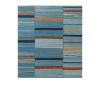 “Mazandaran kilim flatweave rug in blue with horizontal multicolor stripes, handwoven with wool and natural dyes – modern Persian rug by Nasiri Carpets”