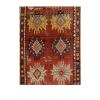 antique tribal rust rug, geometric handmade wool carpet, traditional rust red tribal rug