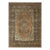 Tabriz antique rug in rust color, handwoven in Iran with classic Persian medallion design