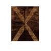 Moroccan wool rug with bold geometric X pattern in deep brown tones, handwoven plush pile carpet