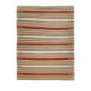 Vintage Shiraz Qashqai kilim rug with striped tribal pattern in rust red and ivory