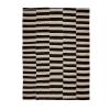 Mazandaran kilim rug with black and ivory striped geometric pattern