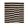 Mazandaran kilim rug with black and ivory striped geometric pattern