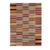 Mazandaran kilim rug with multicolor striped pattern in red, orange, and neutral tones
