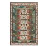 Heritage Kazak custom hand knotted traditional carpet with teal ivory coral red and sapphire blue tribal motifs by Nasiricarpets