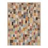 Atelier custom hand knotted contemporary carpet featuring an abstract mosaic design in ivory taupe blue ochre and muted coral tones by Nasiricarpets