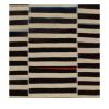 Mazandaran custom hand woven flat weave in Black & Beige with bold striped design by Nasiricarpets