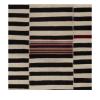 Mazandaran custom hand woven flat weave in Black & Beige with contemporary striped design and artisan accents by Nasiricarpets