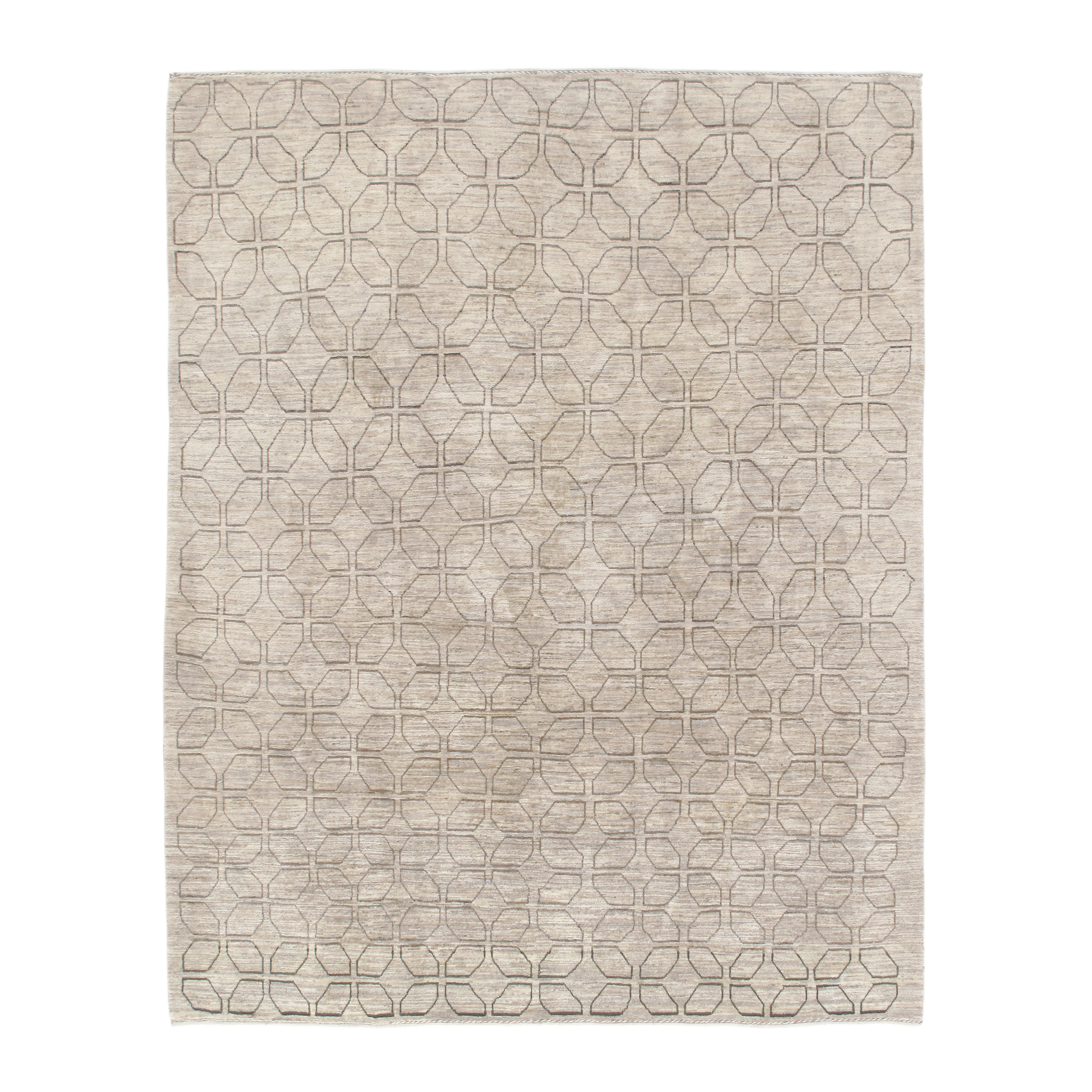 This Shiraz modern rug has Geometric Brown and ivory pattern rug hand-knotted, and made from the finest hand-spun, hand-carded undyed wool