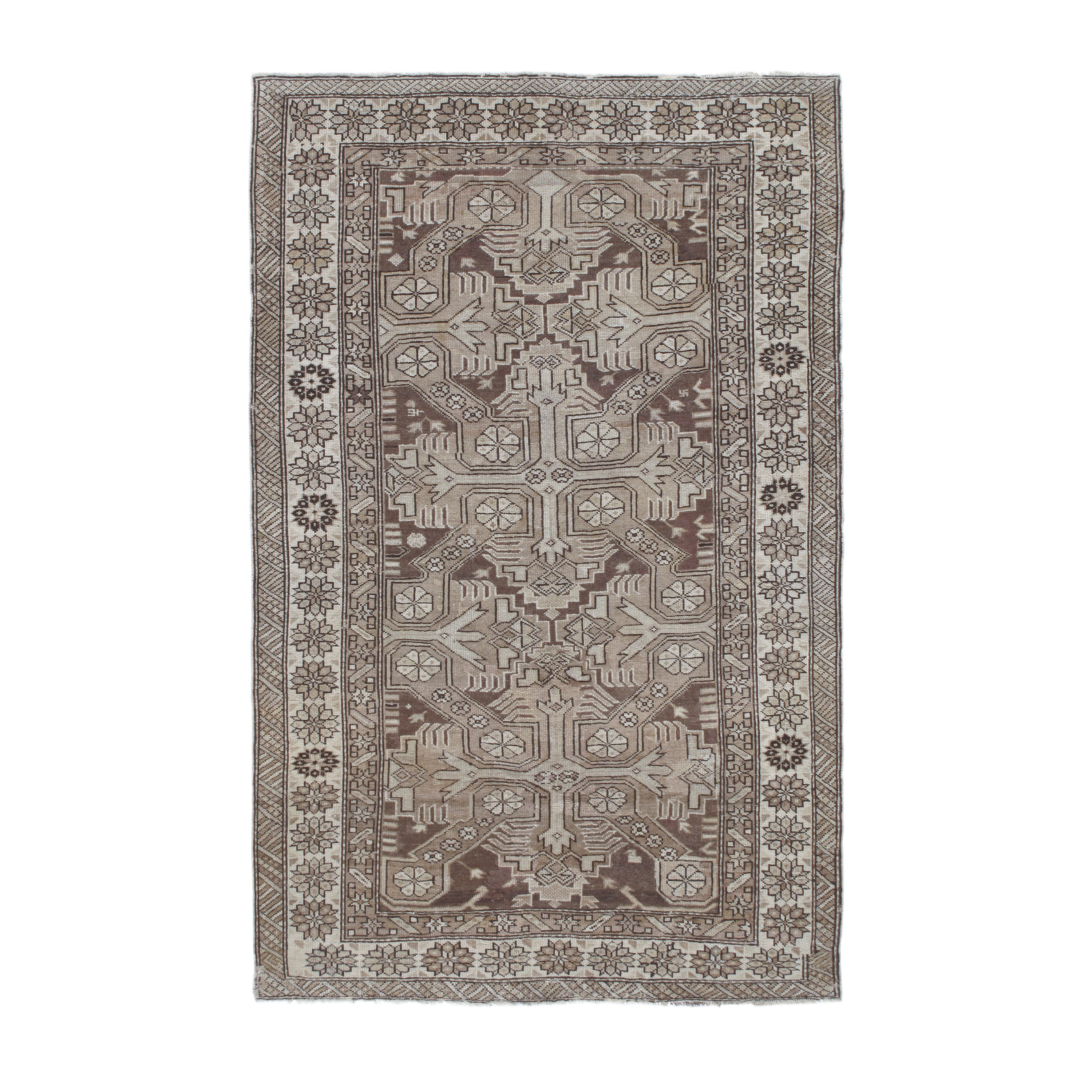 this Caucasian rug is made of 100% wool.