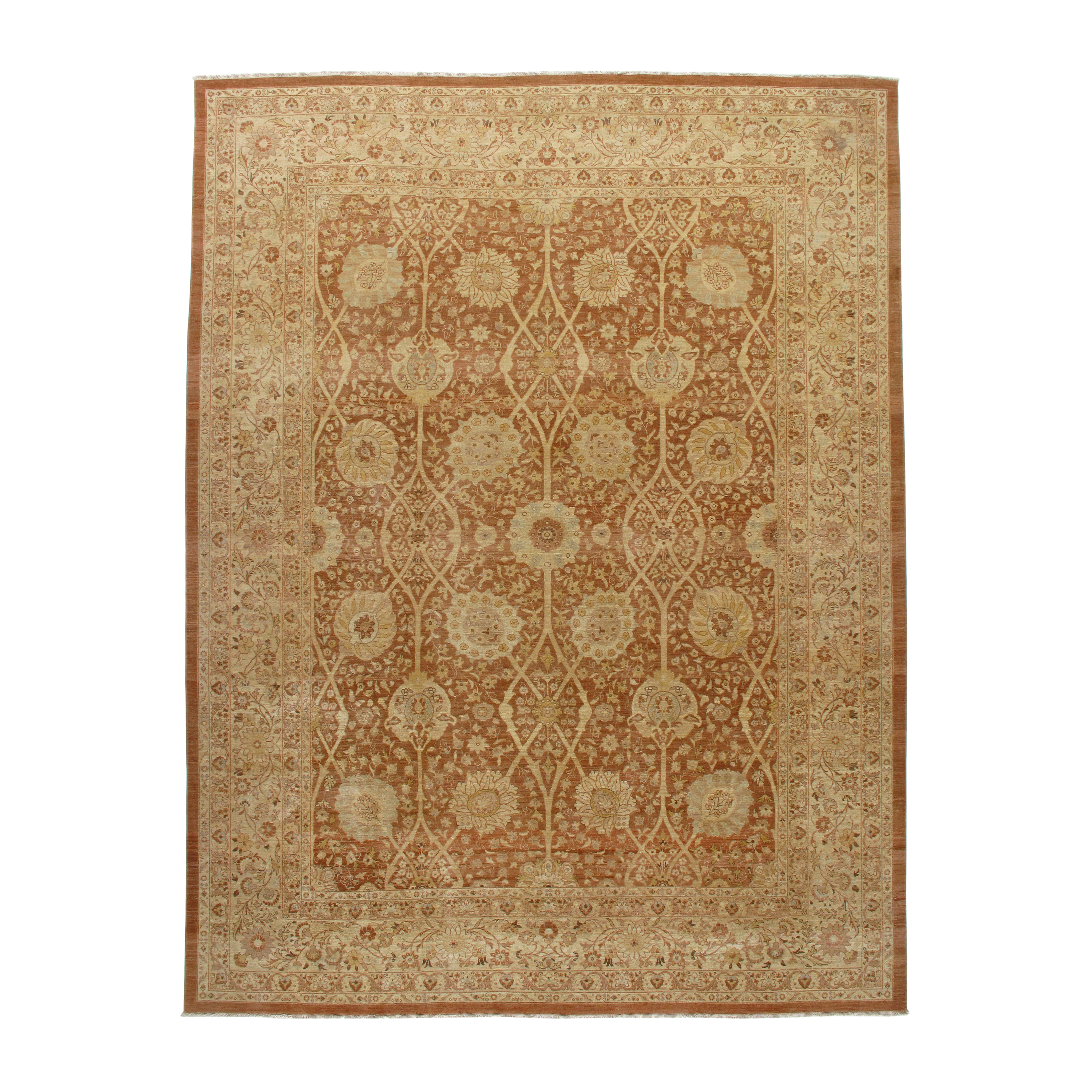 This Persian Tabriz rug is hand made and crafted of 100% wool.