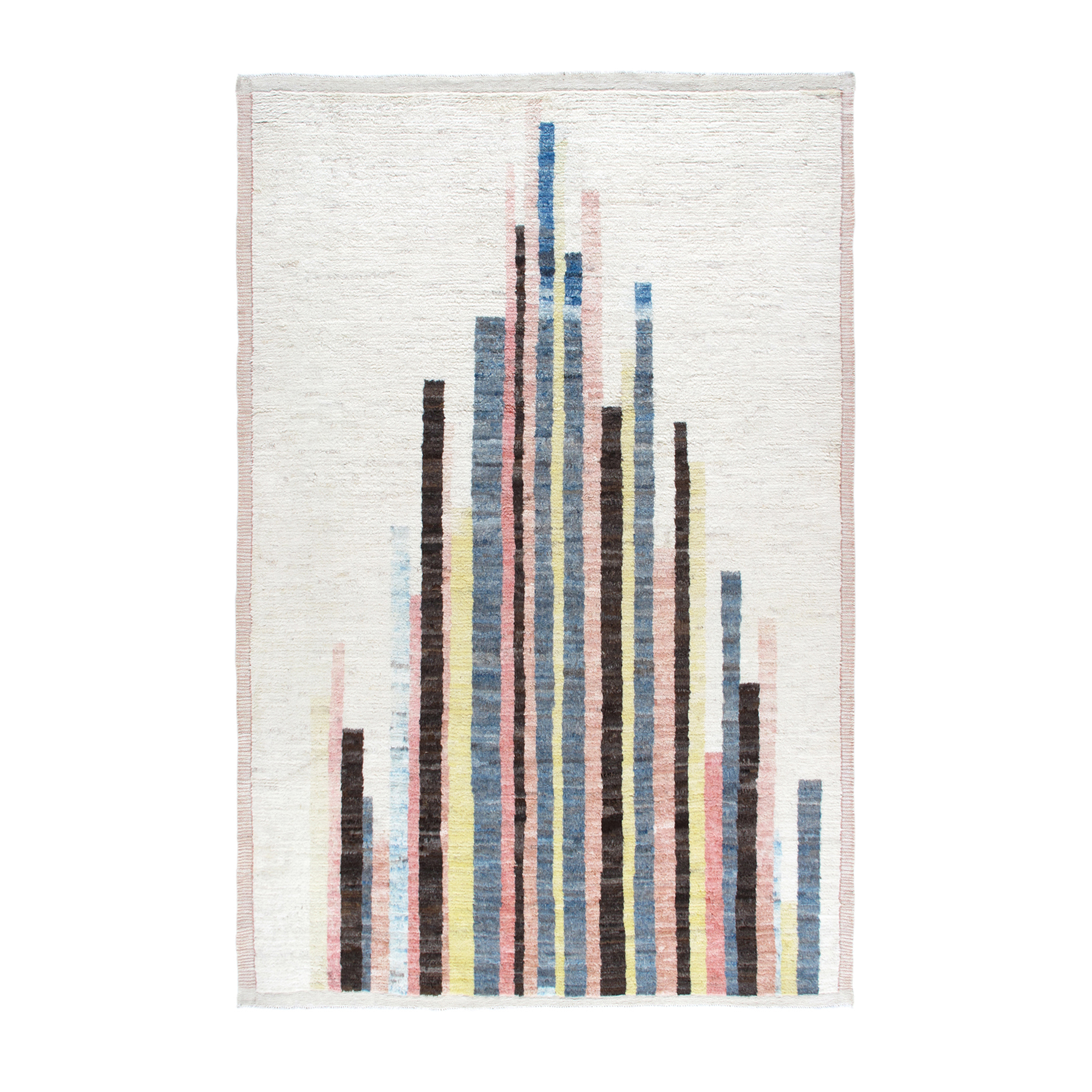 This Cityscape is hand-knotted and made of 100% wool. 