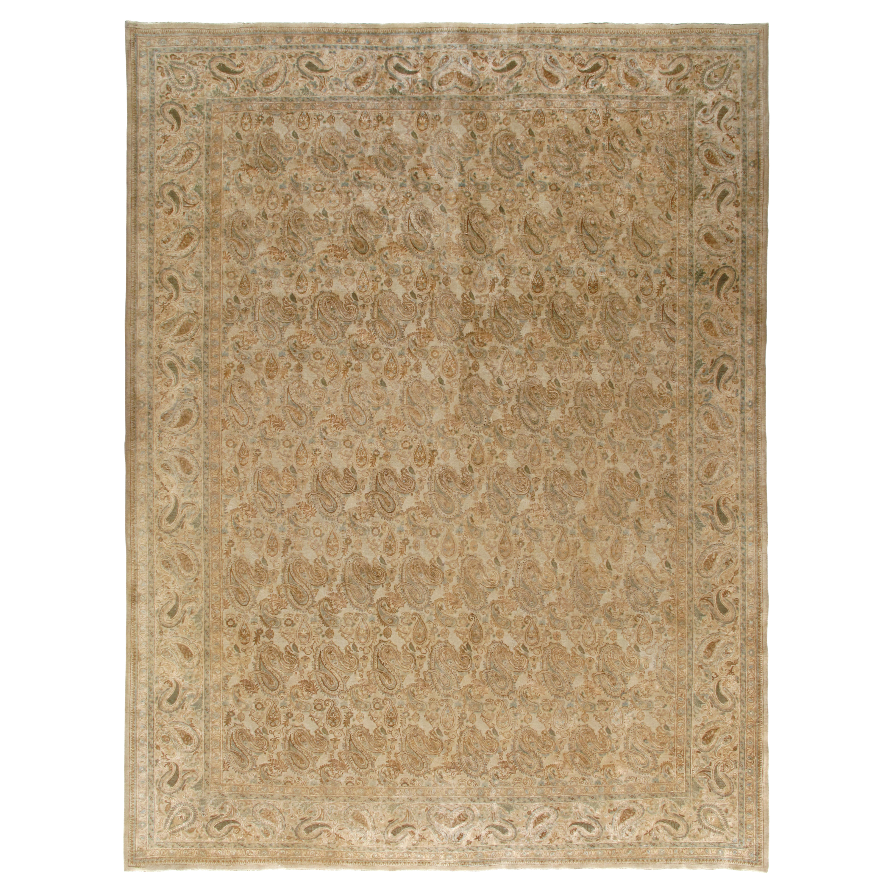 This Khotan rug hand-knotted.
