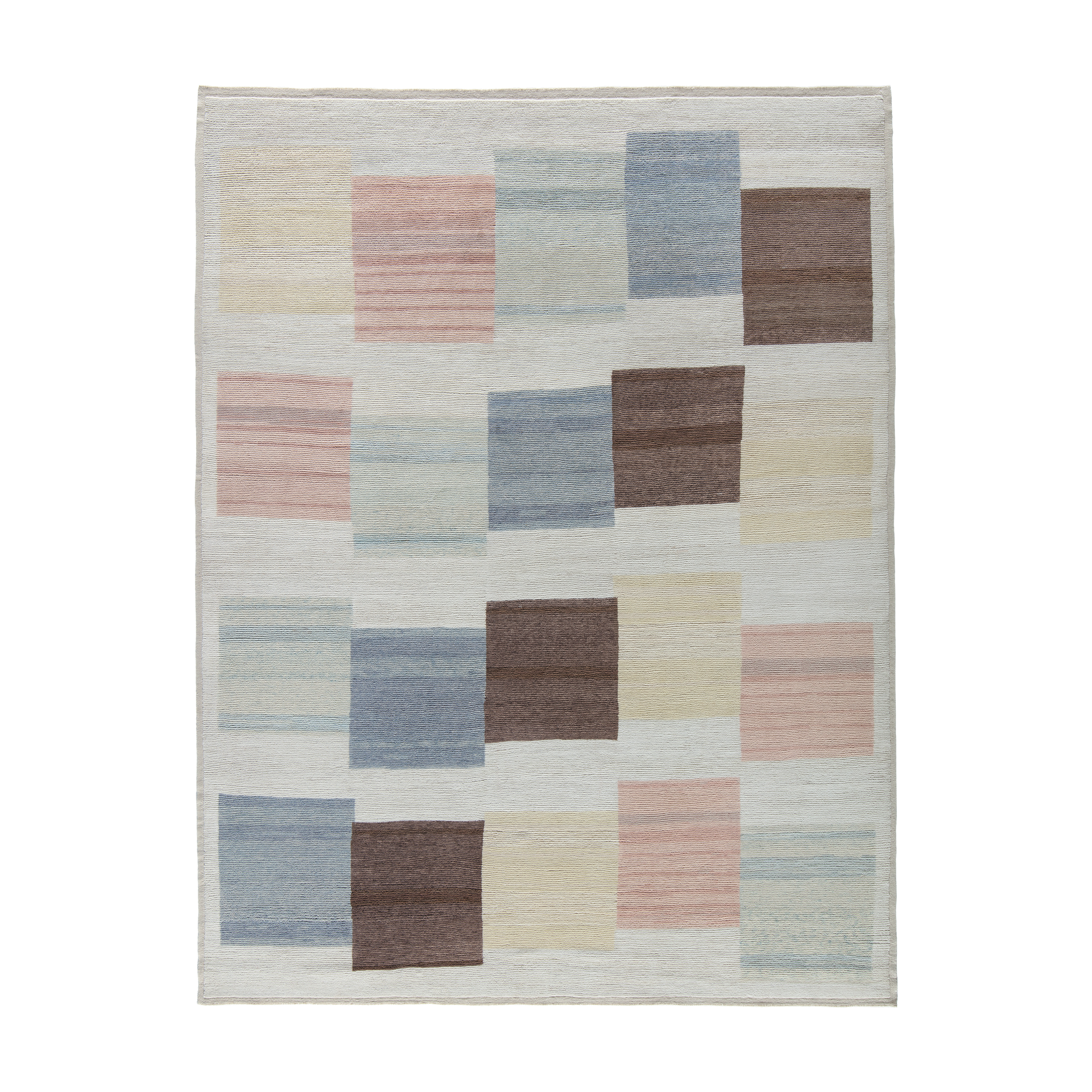 This Offset rug is hand-knotted and made of 100% wool. 