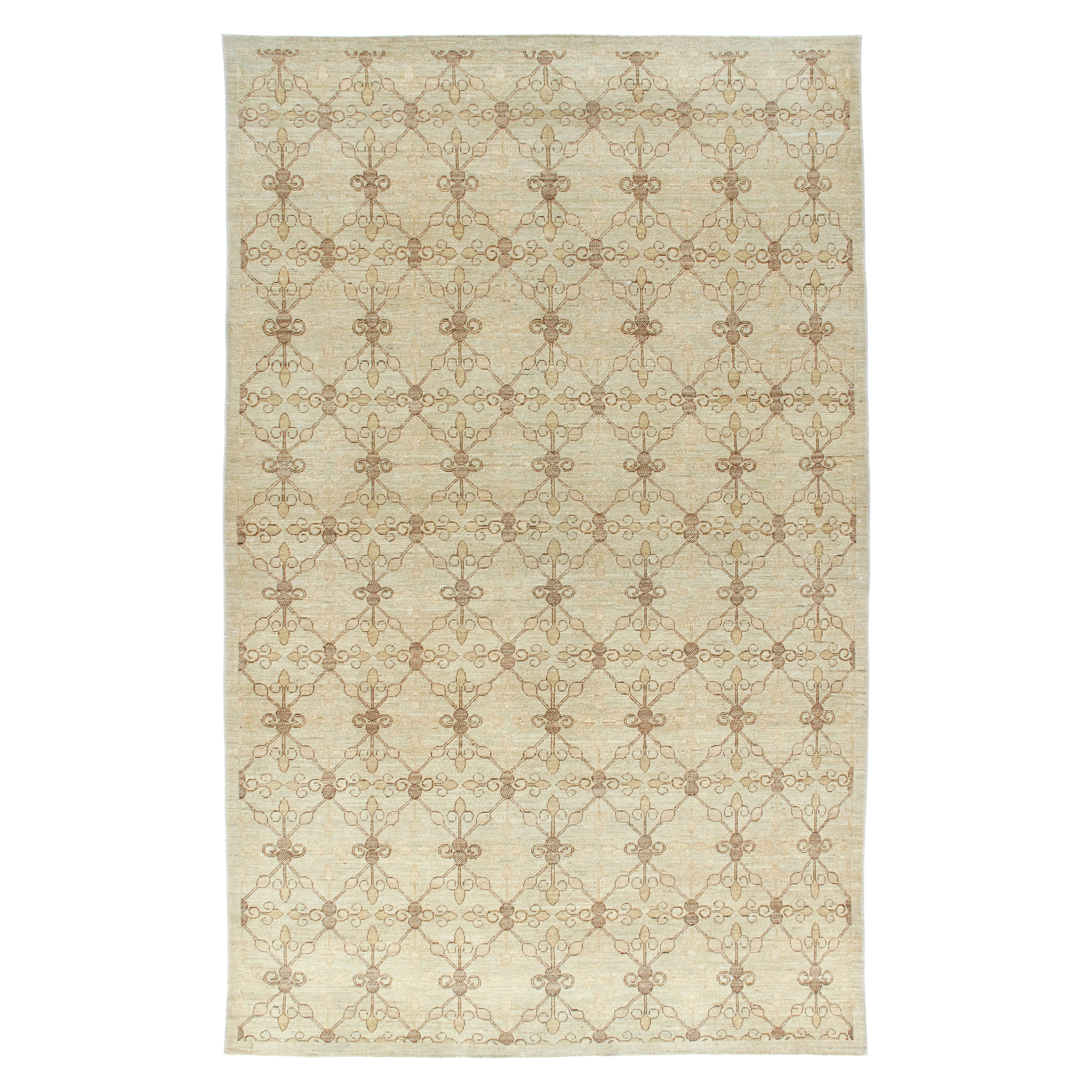 This Decorative European Rug is hand-knotted and made of 100% wool.
