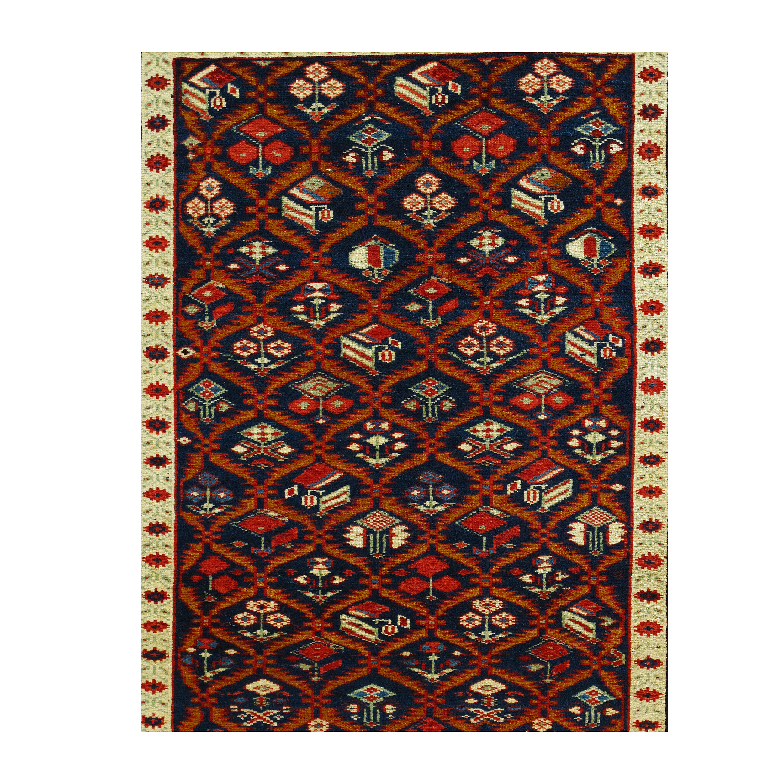 Caucasian Rug is a authentic antique tribal rug from Azerbaijan, featuring geometric patterns.