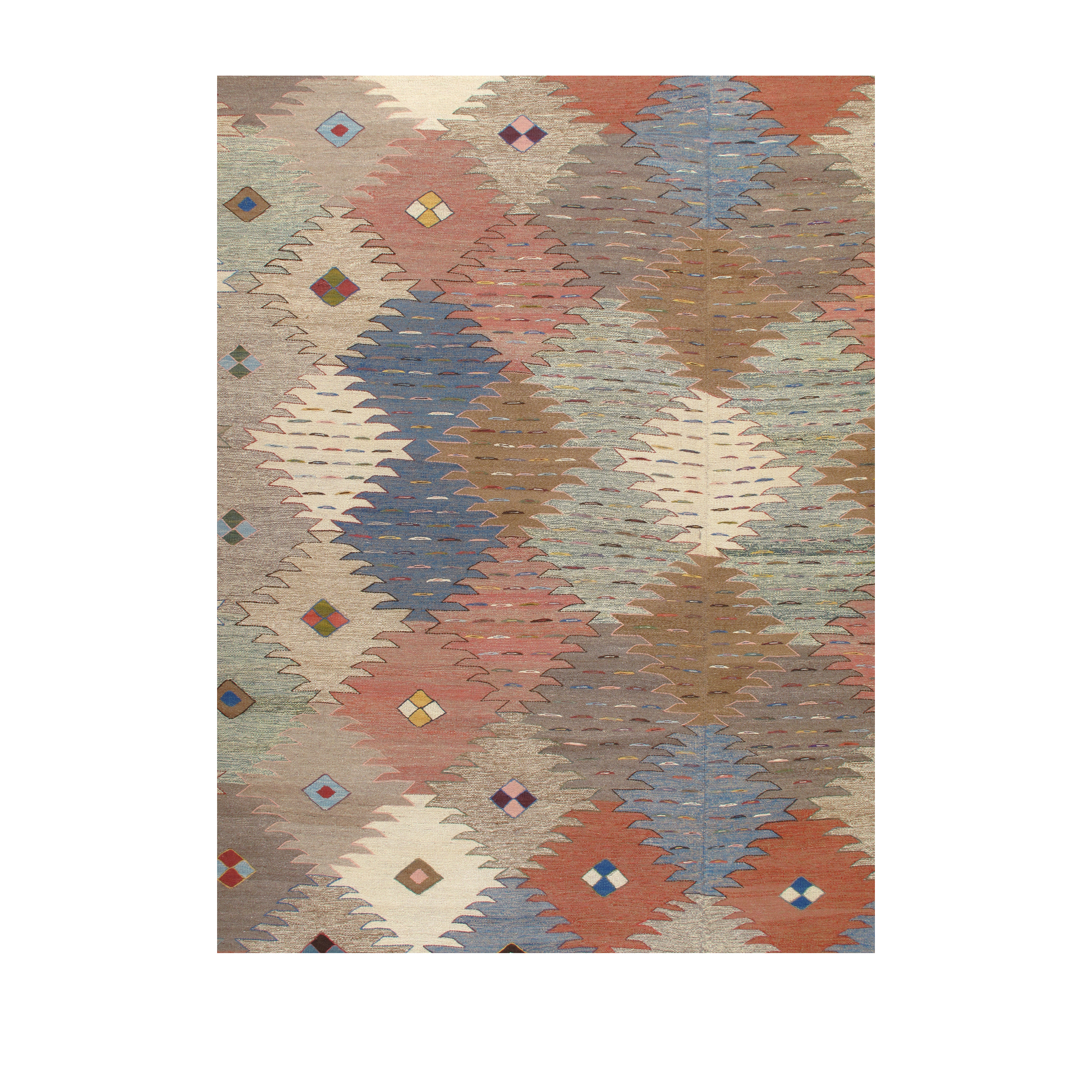 Kalach rug is a flatweave resembling antique Turkish Kilims from the 19th century and earlier. 
