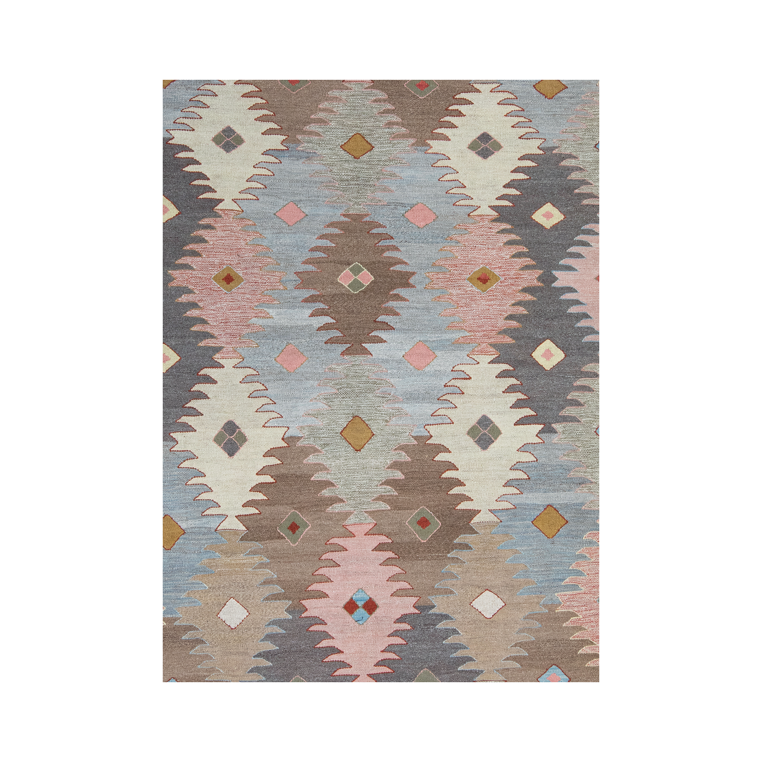 Kalach flatweave rug resembles the rare and collectible antique Khalaj kilim by a renowned Turkish group that were produced in the 19th century and earlier.  