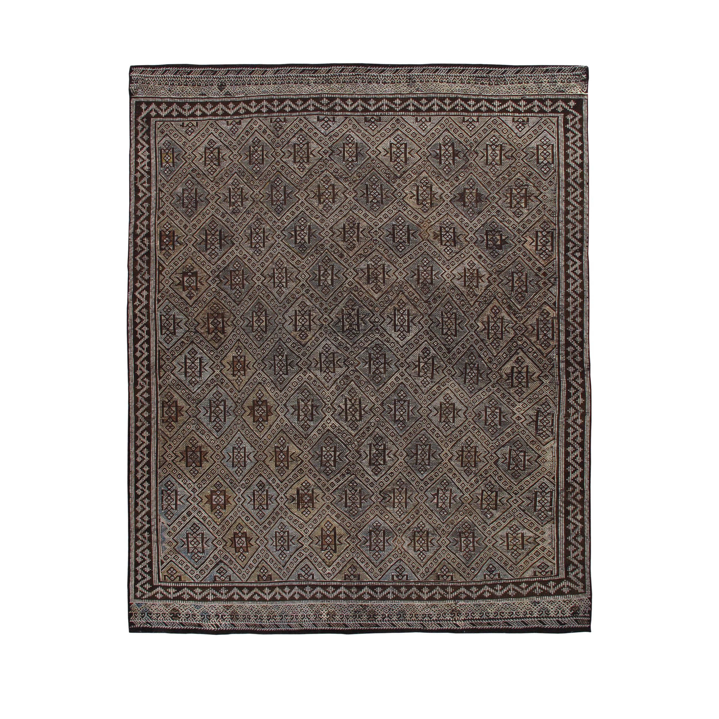 This Vintage Zeillu Flatweave rug is hand-woven and made of 100% wool. 