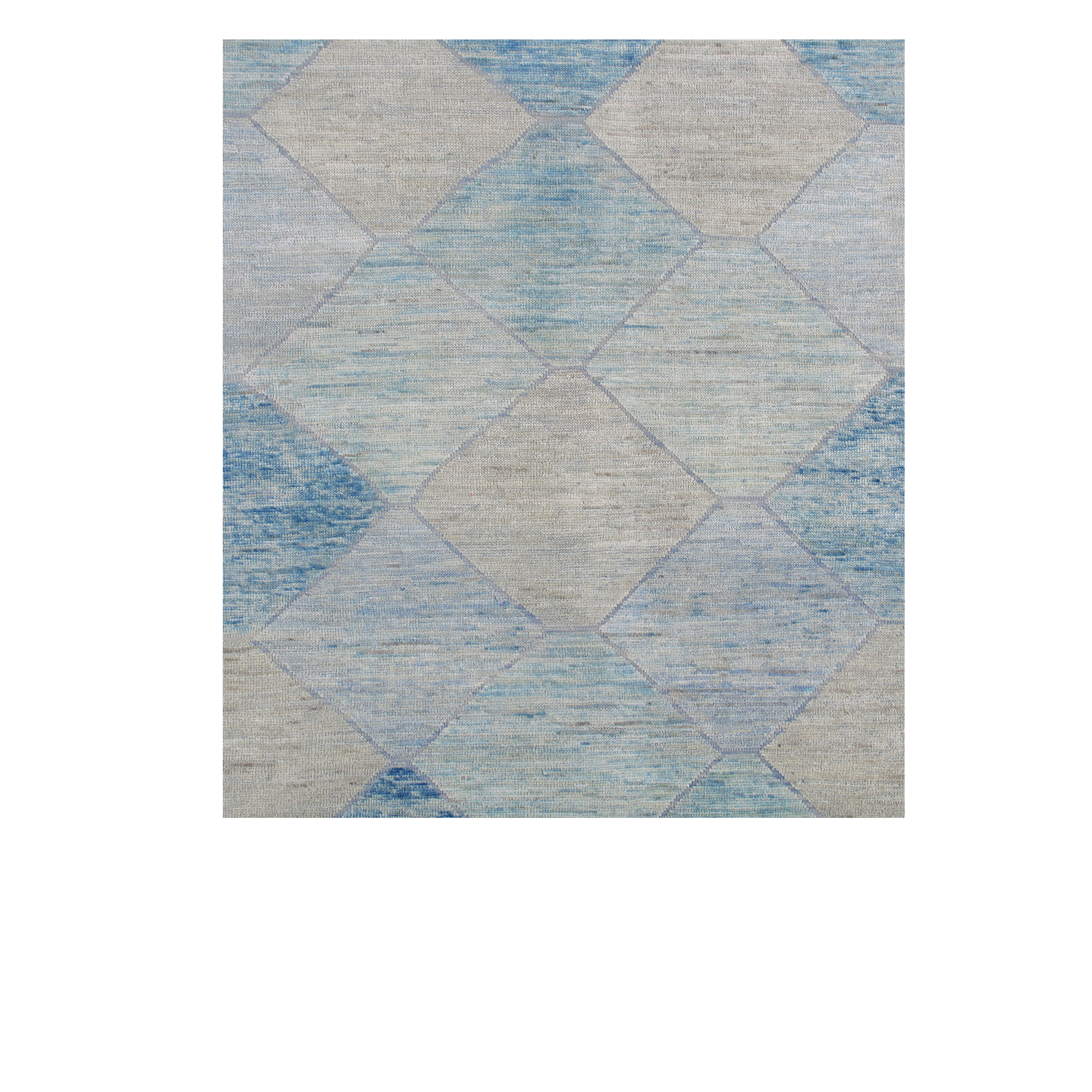 This Aquamarine rug is is hand-knotted and made of 100% wool.