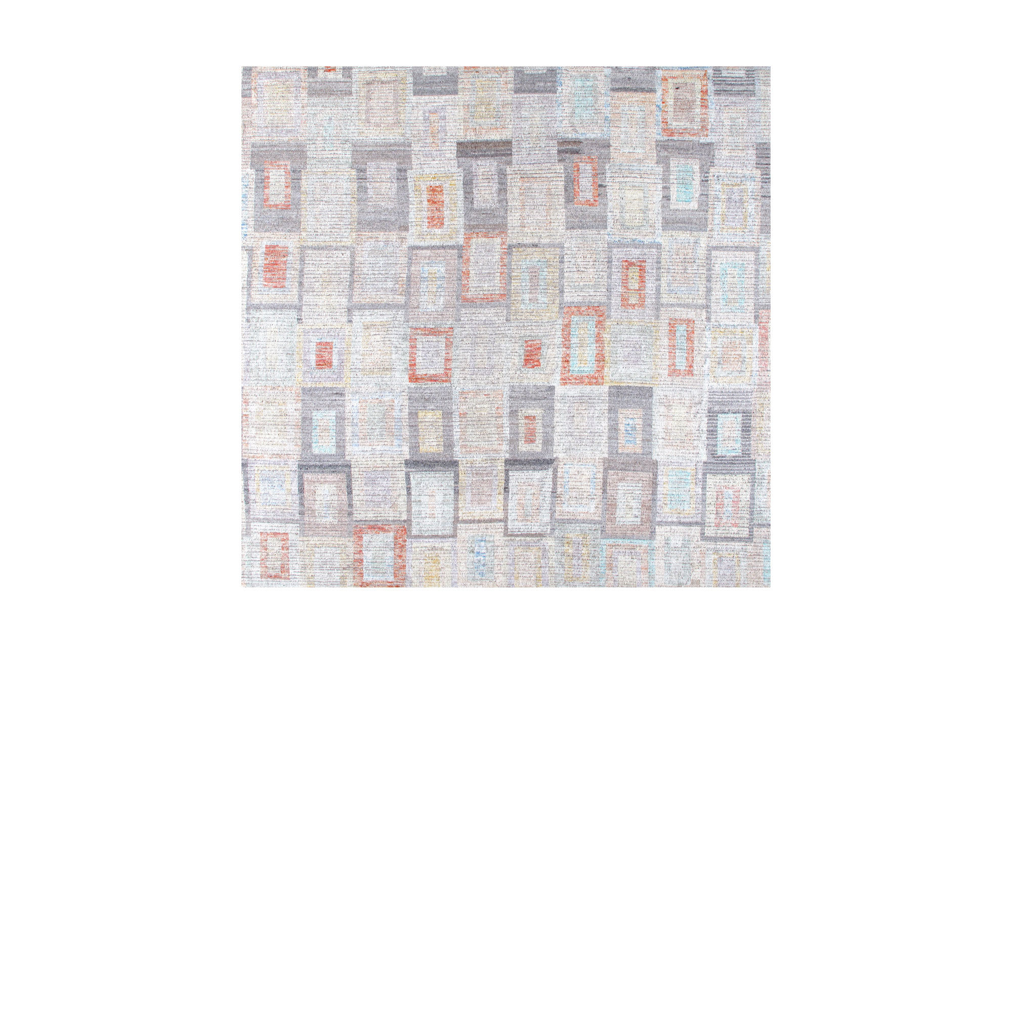 Pastel rug is a modern hand-knotted rug made from 100% wool and a soft-hued palette of colors.  