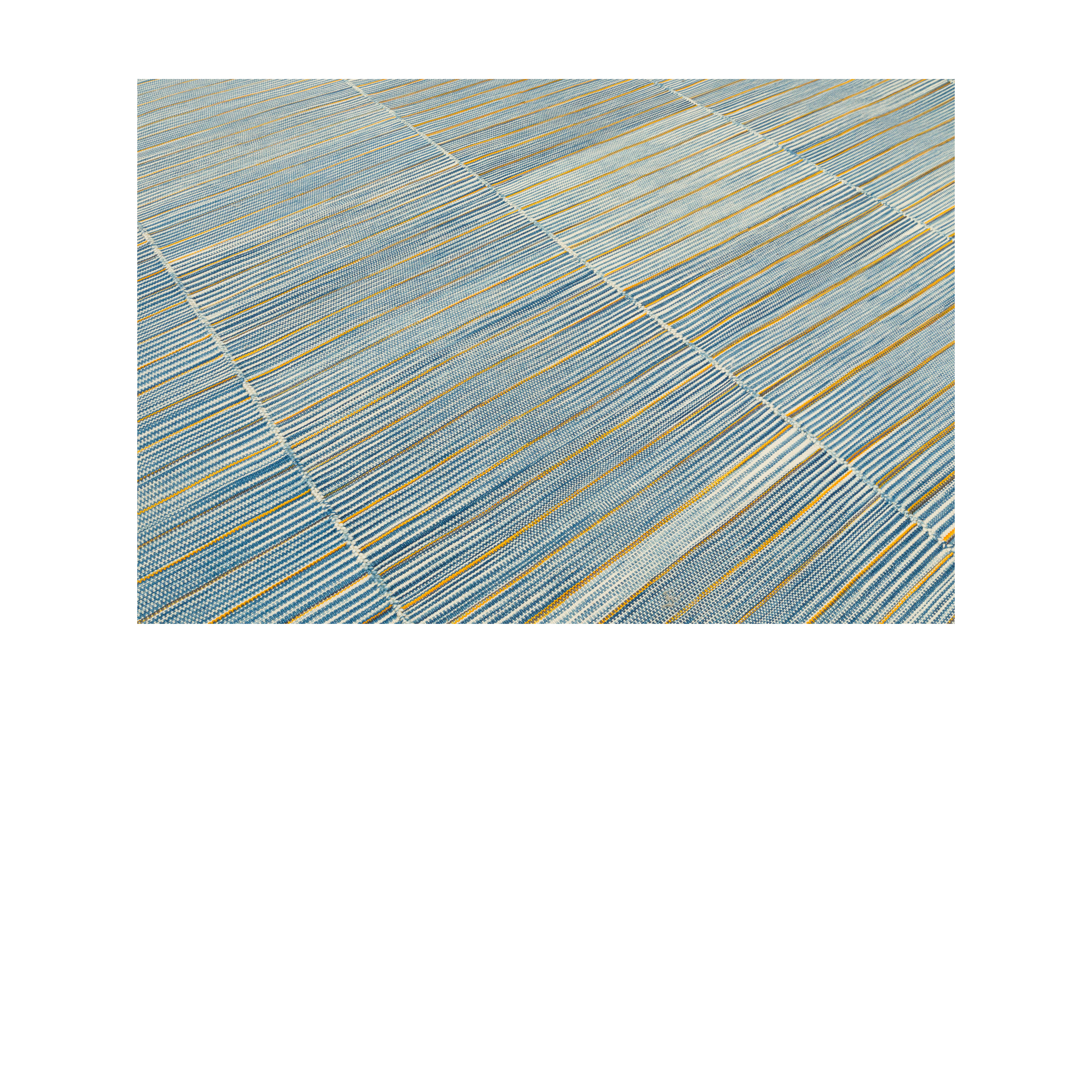 Handwoven Mazandaran-Style Flatweave Rug – Minimalist Afghan Kilim in Soft Blue & Neutral Tones, Custom Sizes