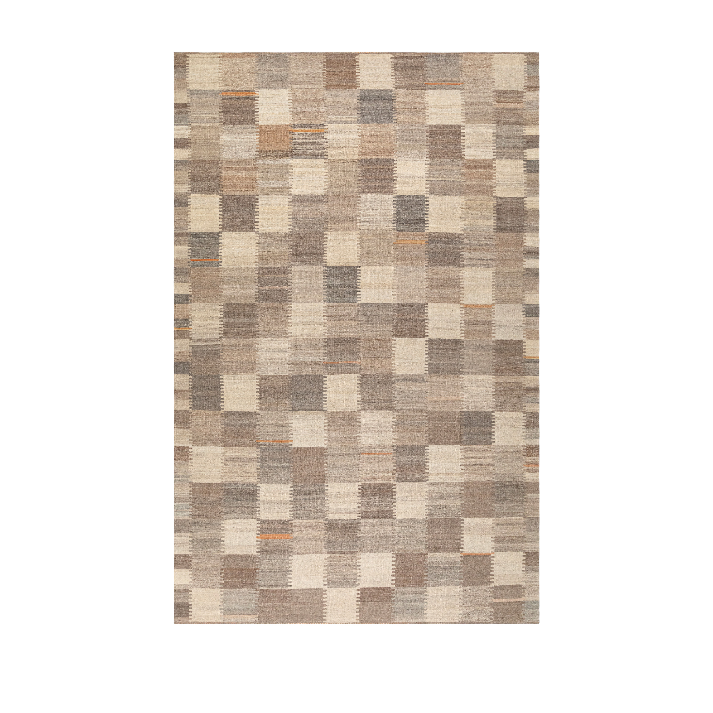 Contemporary handwoven flatweave rug in neutral earth tones with geometric grid pattern – Nasiri Carpets
