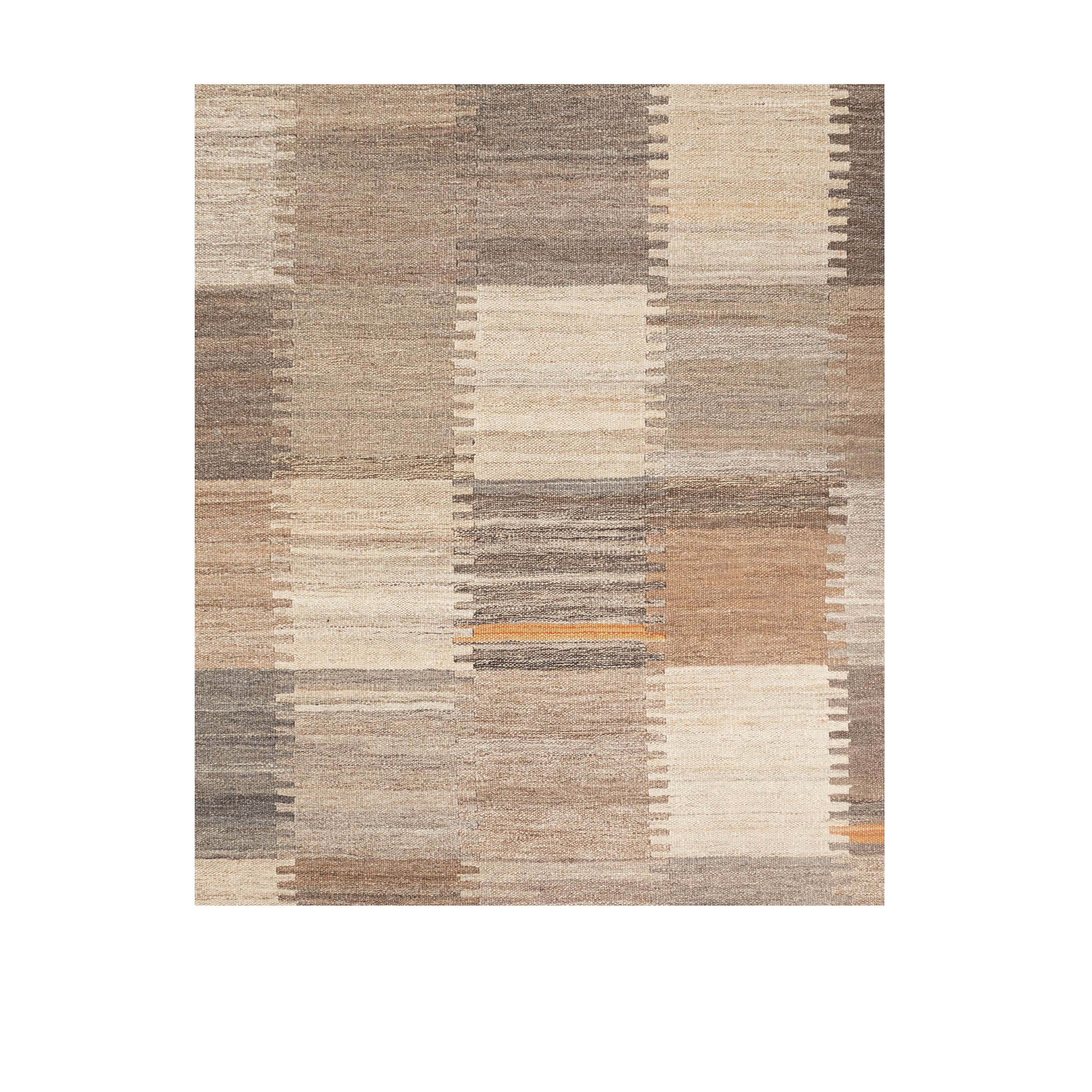 Contemporary handwoven flatweave rug in neutral earth tones with geometric grid pattern – Nasiri Carpets