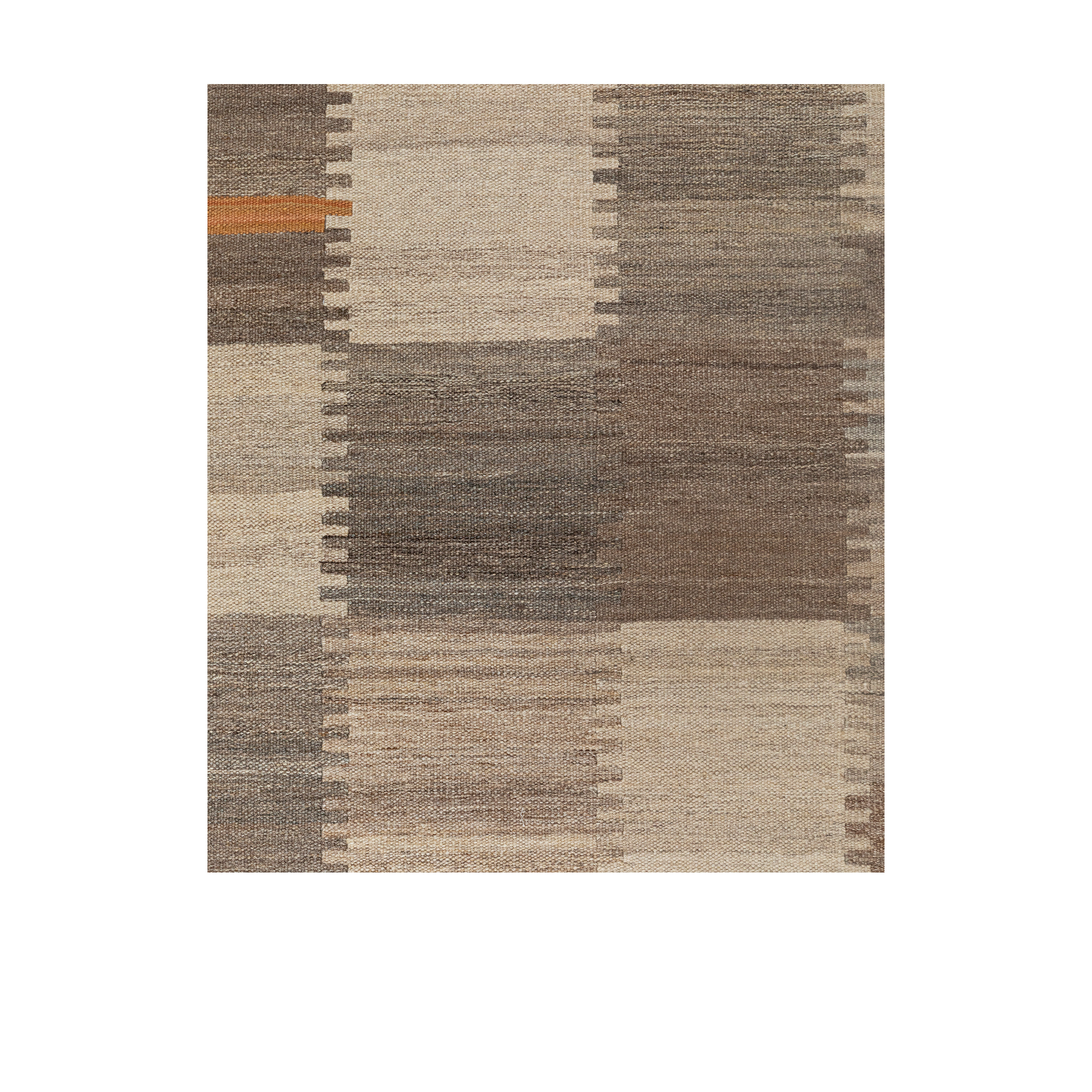 Contemporary handwoven flatweave rug in neutral earth tones with geometric grid pattern – Nasiri Carpets