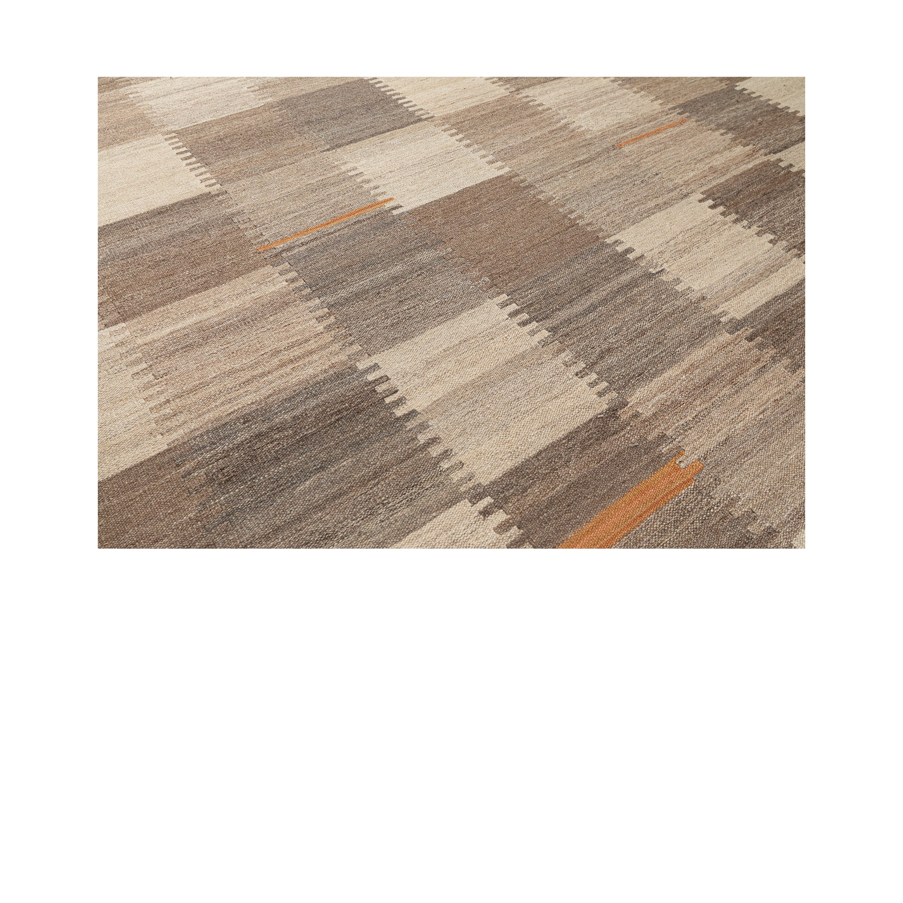 Contemporary handwoven flatweave rug in neutral earth tones with geometric grid pattern – Nasiri Carpets