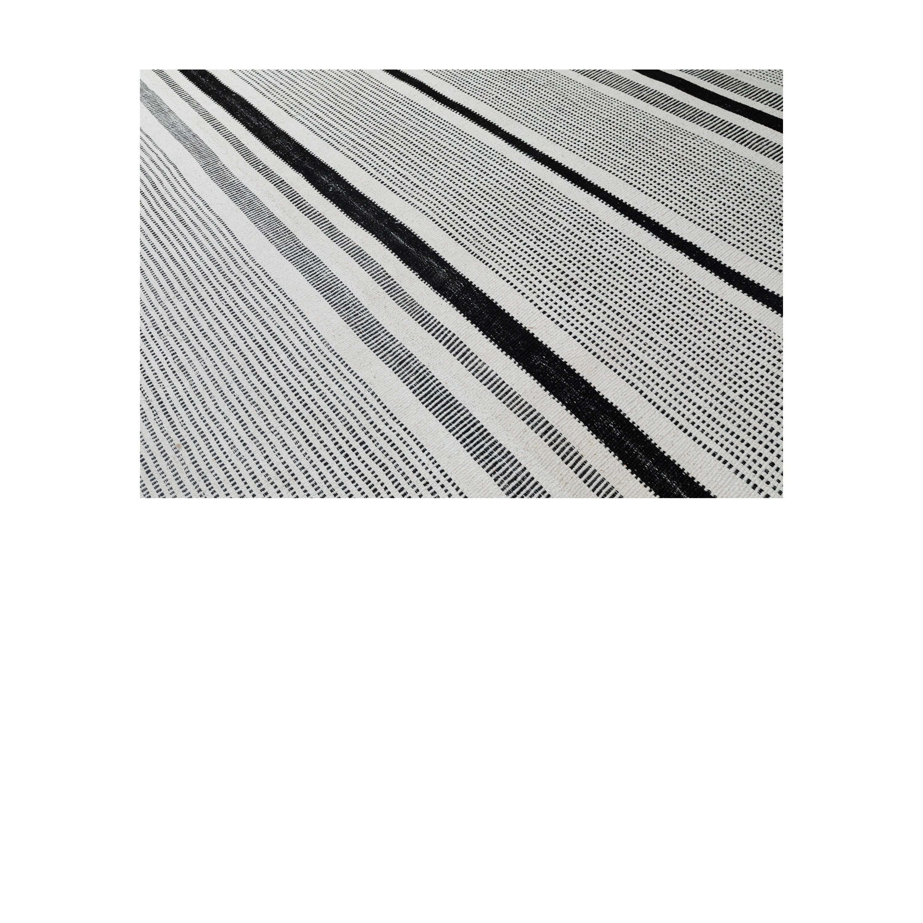 Nasiri Modern Flatweave Kilim Rug – Black and White Handwoven Wool Stripe Design