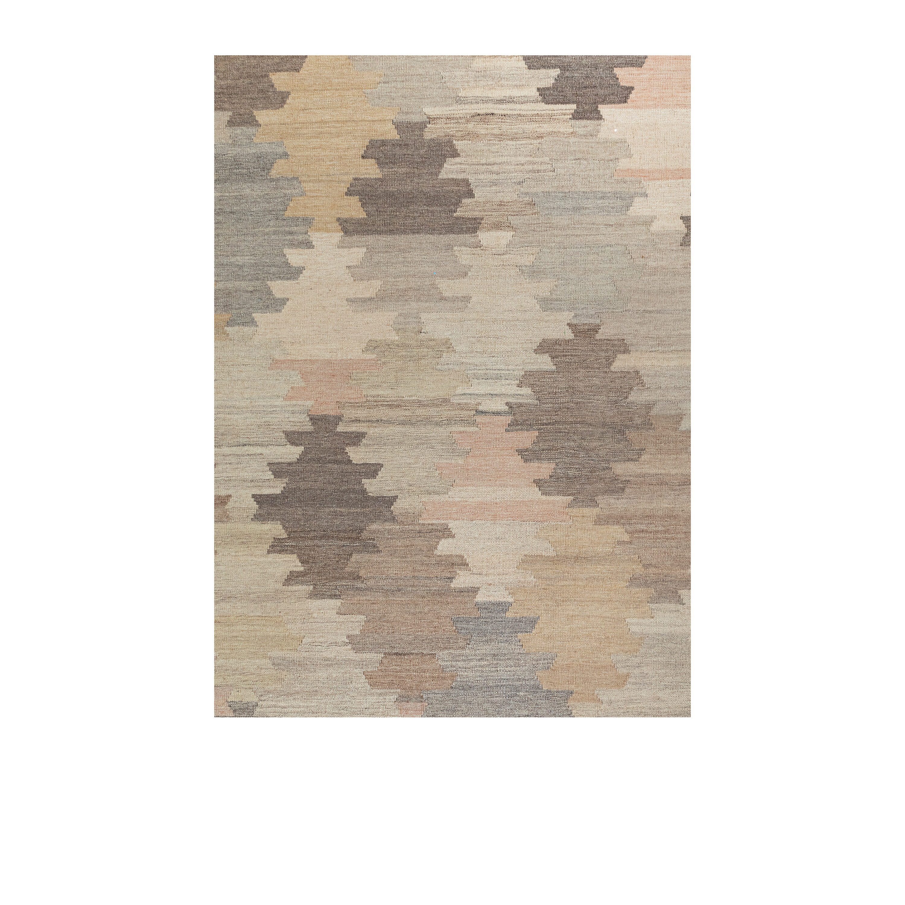 Kalach flatweave rug inspired by antique Khalaj kilims, handwoven in neutral earth tones using Persian wool and natural dyes