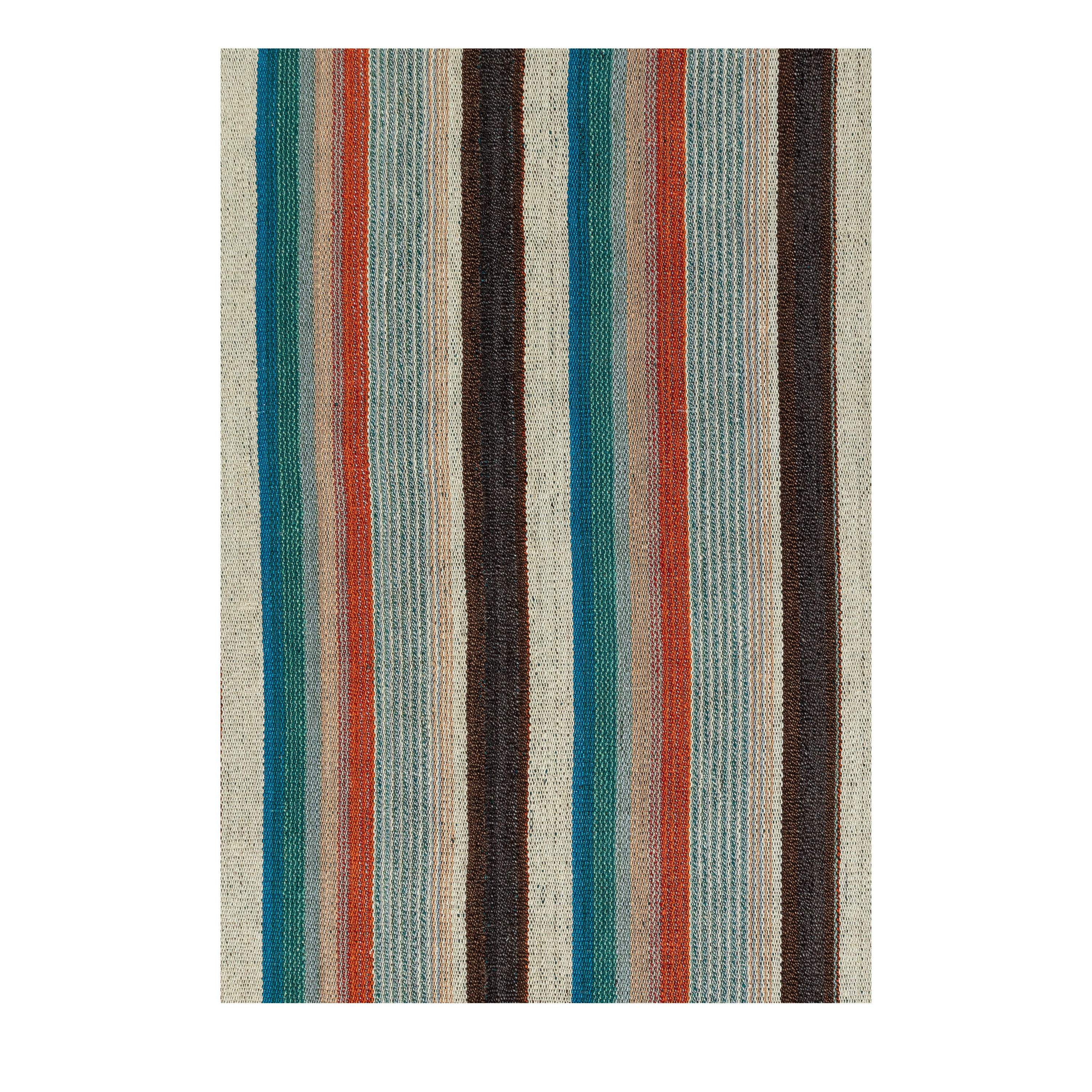 “Multicolor Pelas kilim rug with vertical stripes inspired by antique Kurdish kilims, handwoven in wool with natural dyes – modern artisan flatweave by Nasiri Carpets”