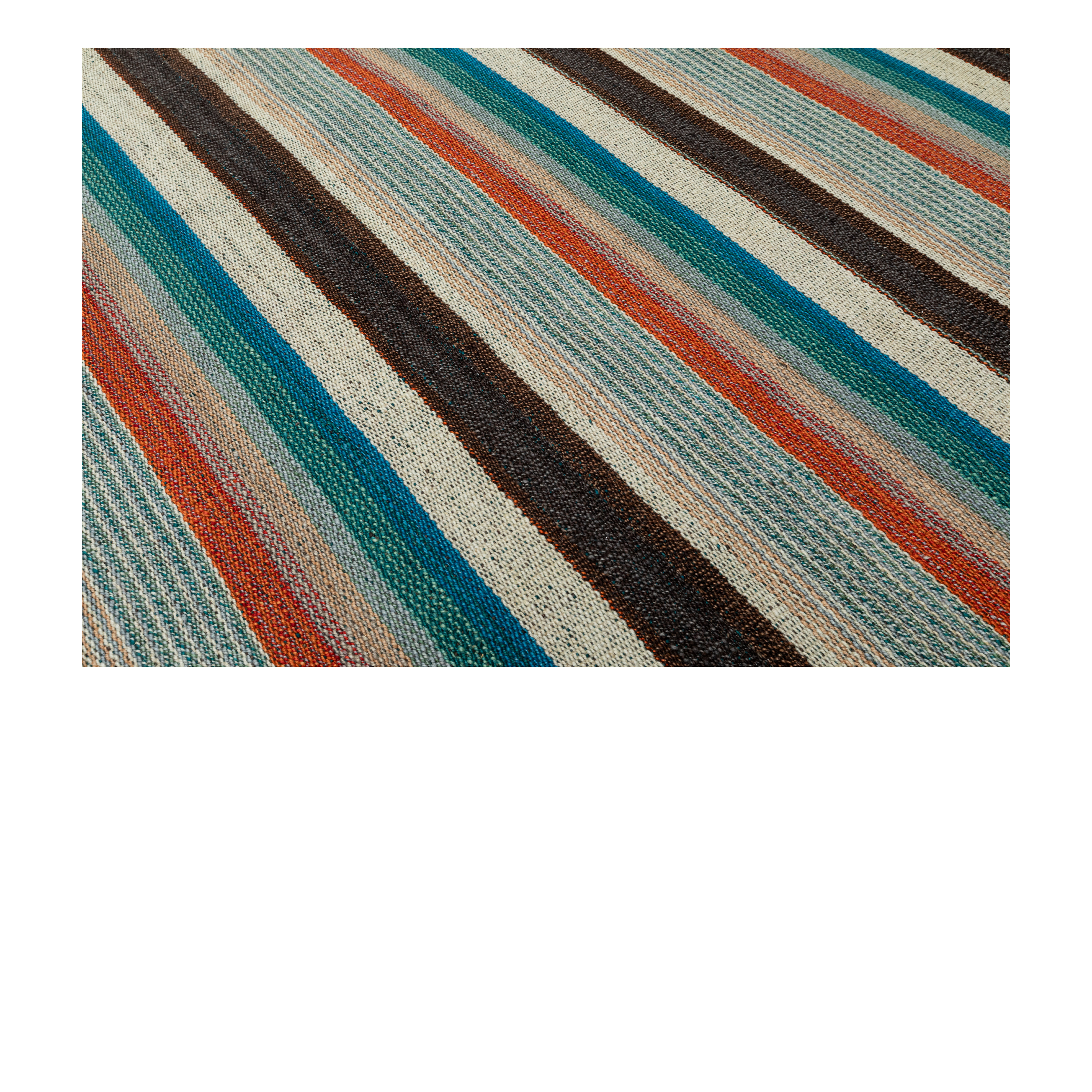 “Multicolor Pelas kilim rug with vertical stripes inspired by antique Kurdish kilims, handwoven in wool with natural dyes – modern artisan flatweave by Nasiri Carpets”