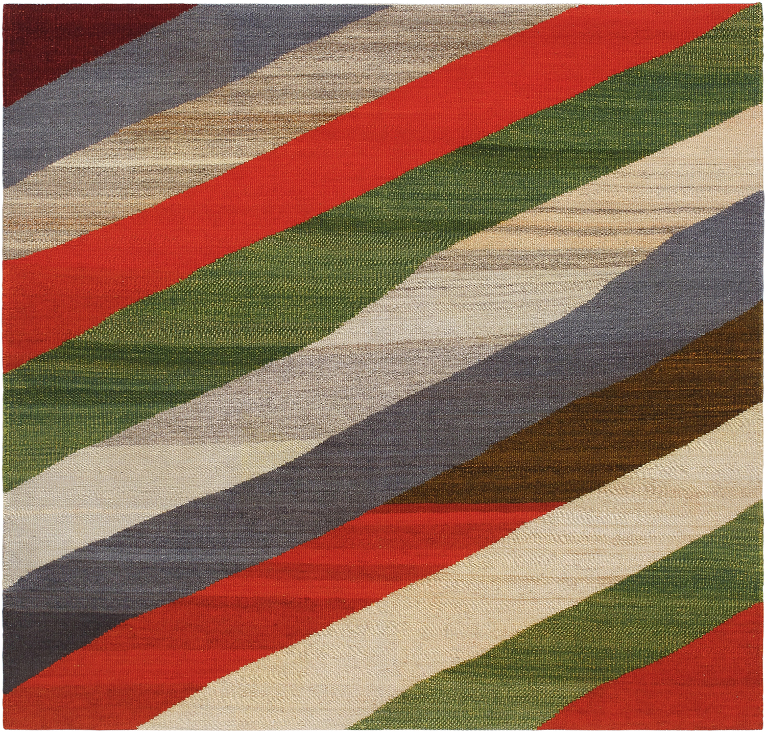 Square Colorful Flatweave Rug 