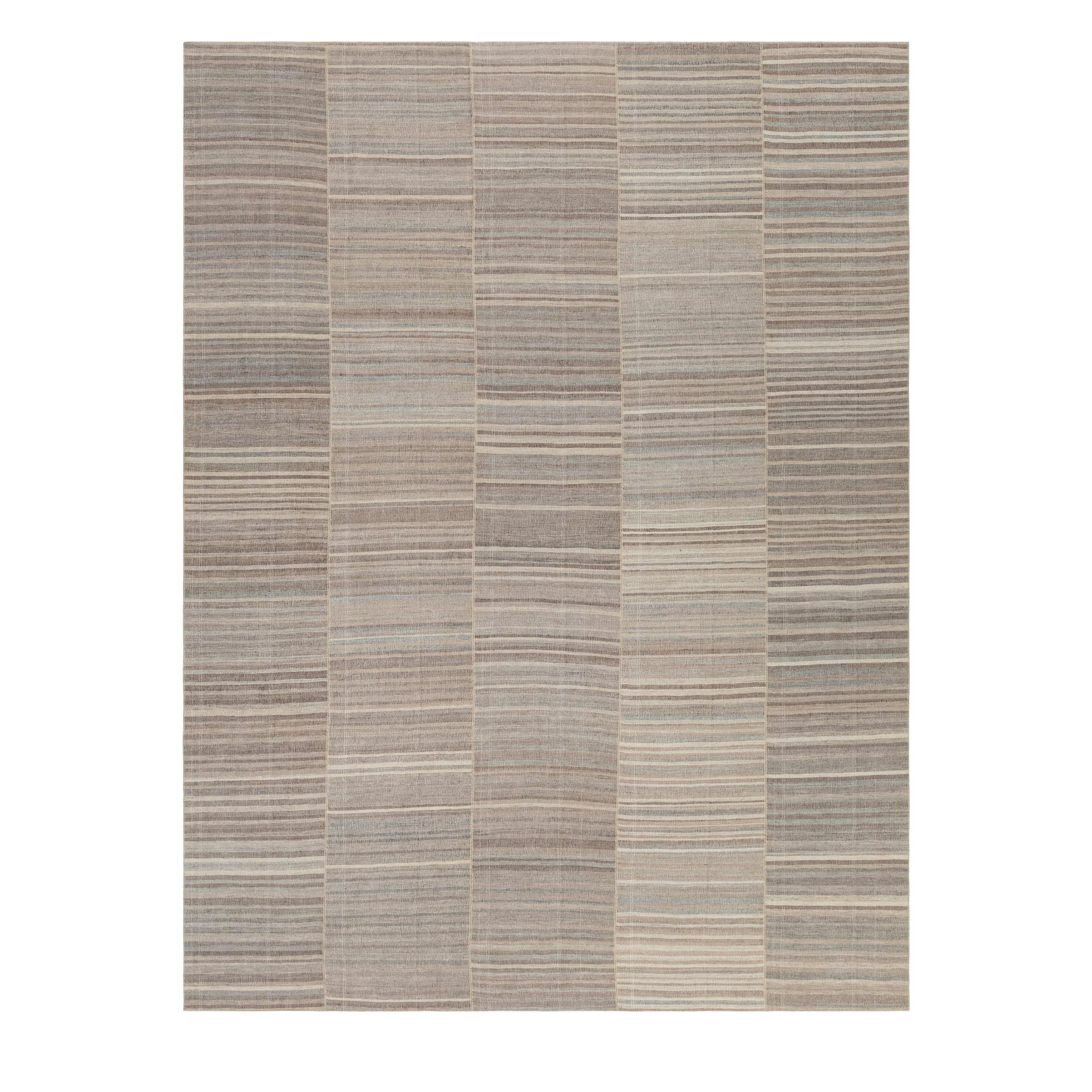 Neutral-tone modern Pelas kilim flatweave rug by Nasiri Carpets in hand-spun wool