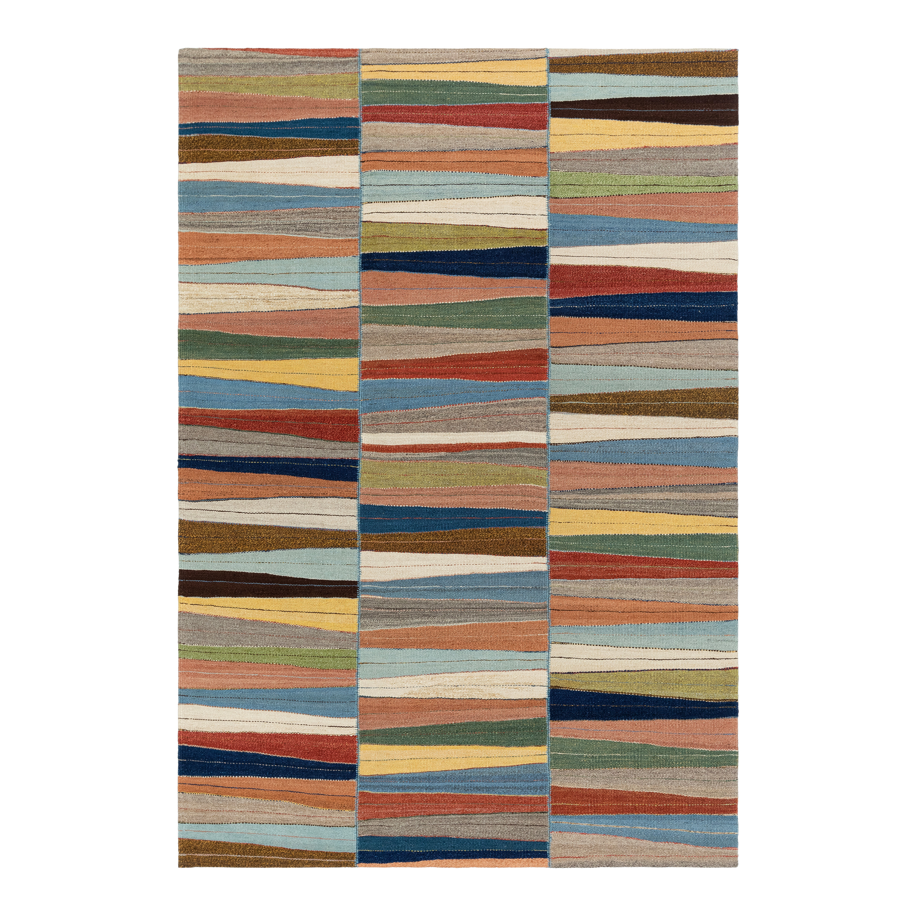 Mazandaran Kilim Flatweave rug by Nasiri Carpets – bold modern patchwork design in hand-spun natural-dyed wool