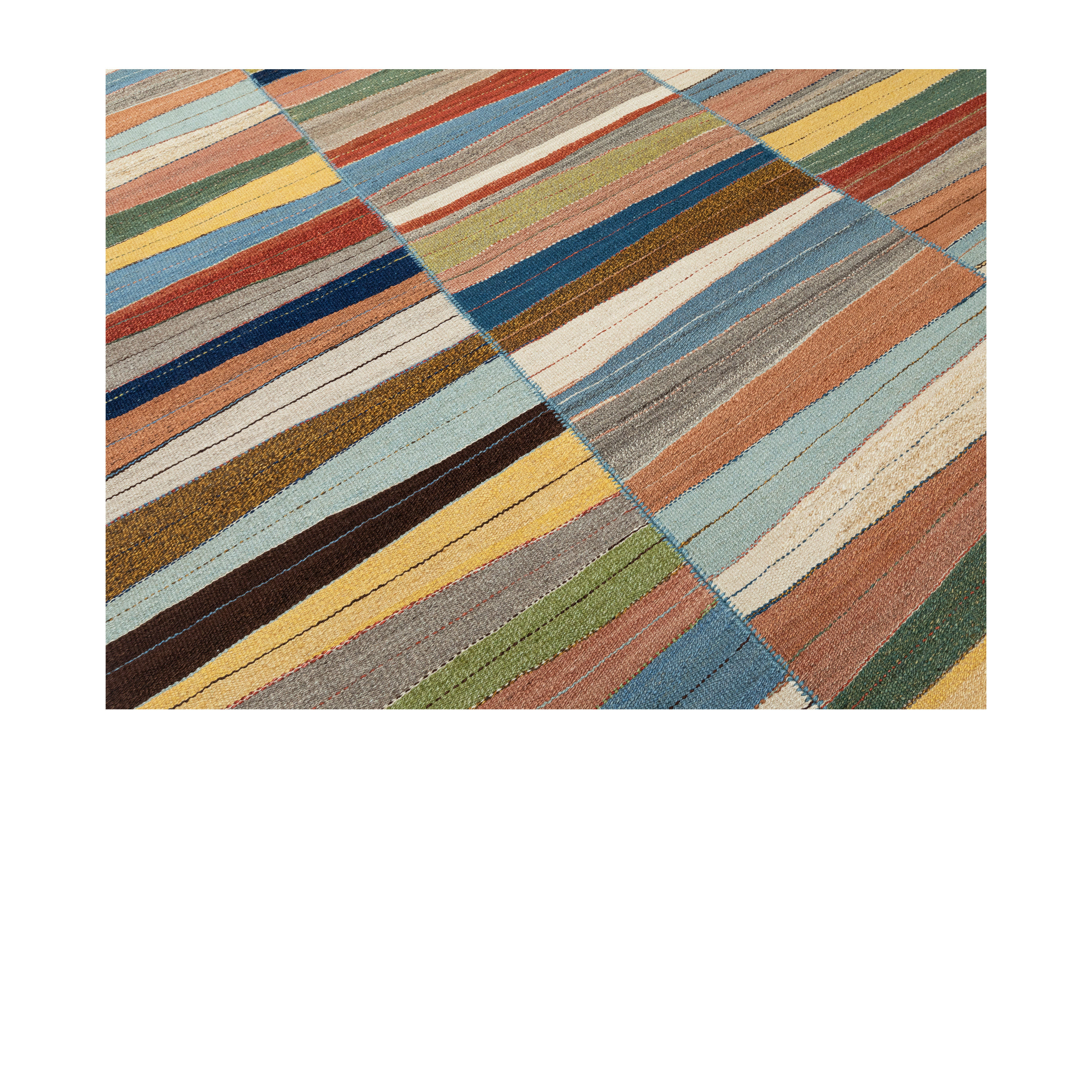 Mazandaran Kilim Flatweave rug by Nasiri Carpets – bold modern patchwork design in hand-spun natural-dyed wool