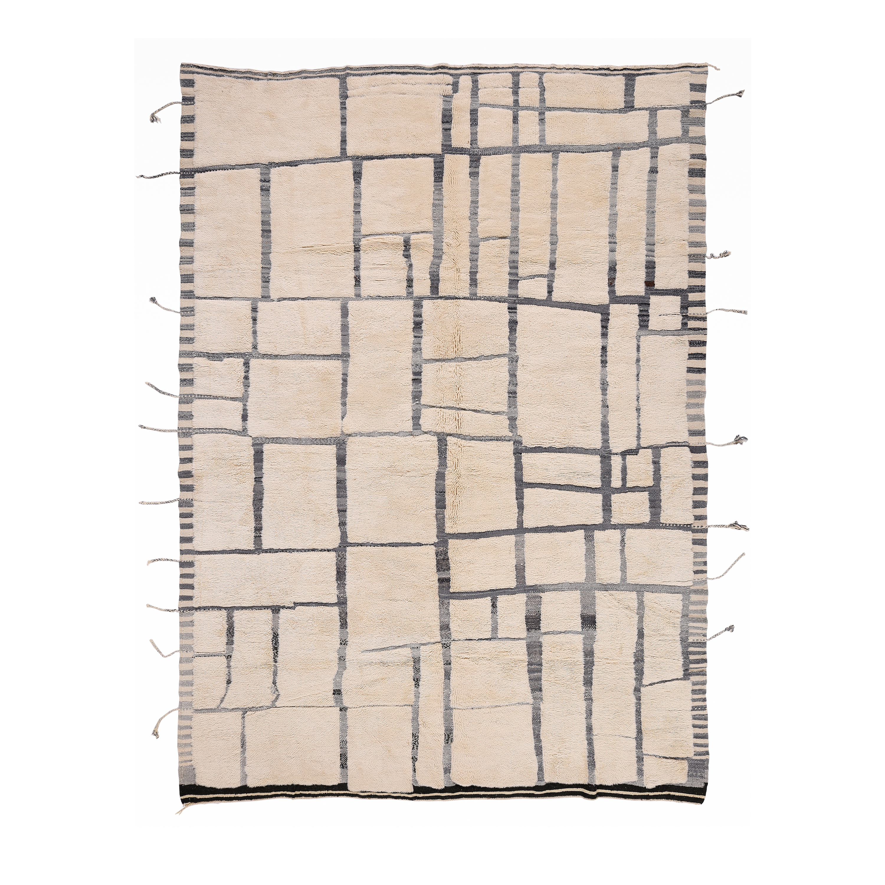Modern Moroccan Rug with Abstract Grid Design  Handwoven Wool