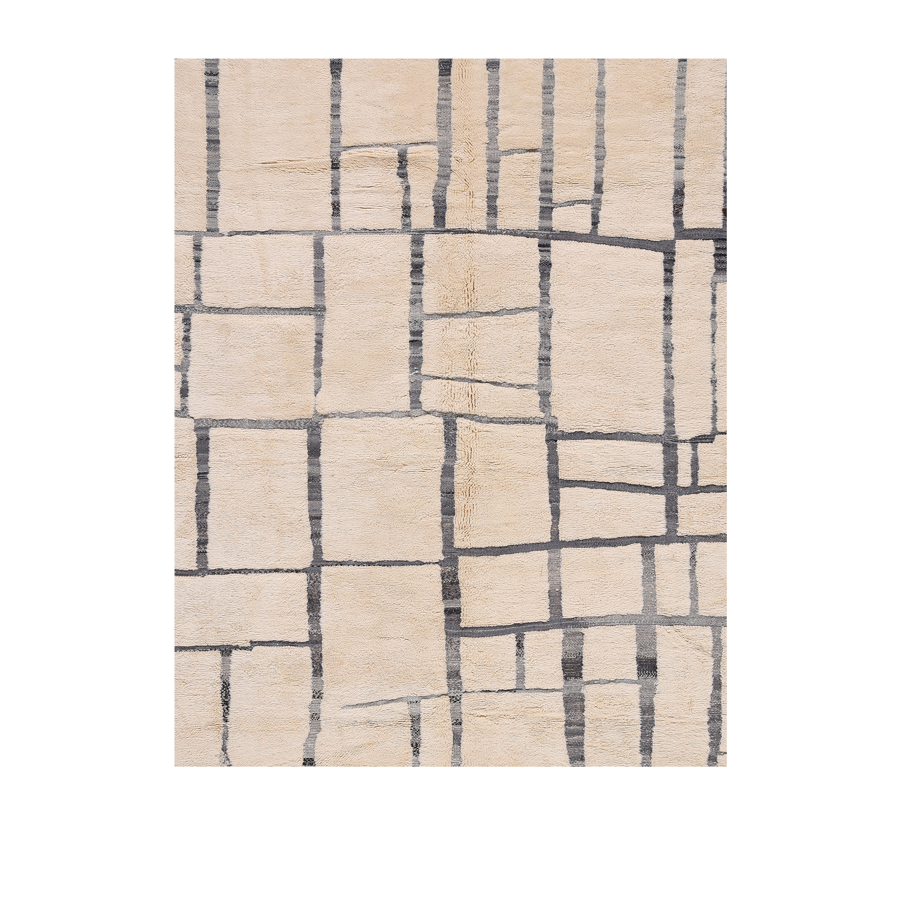 Modern Moroccan Rug with Abstract Grid Design  Handwoven Wool