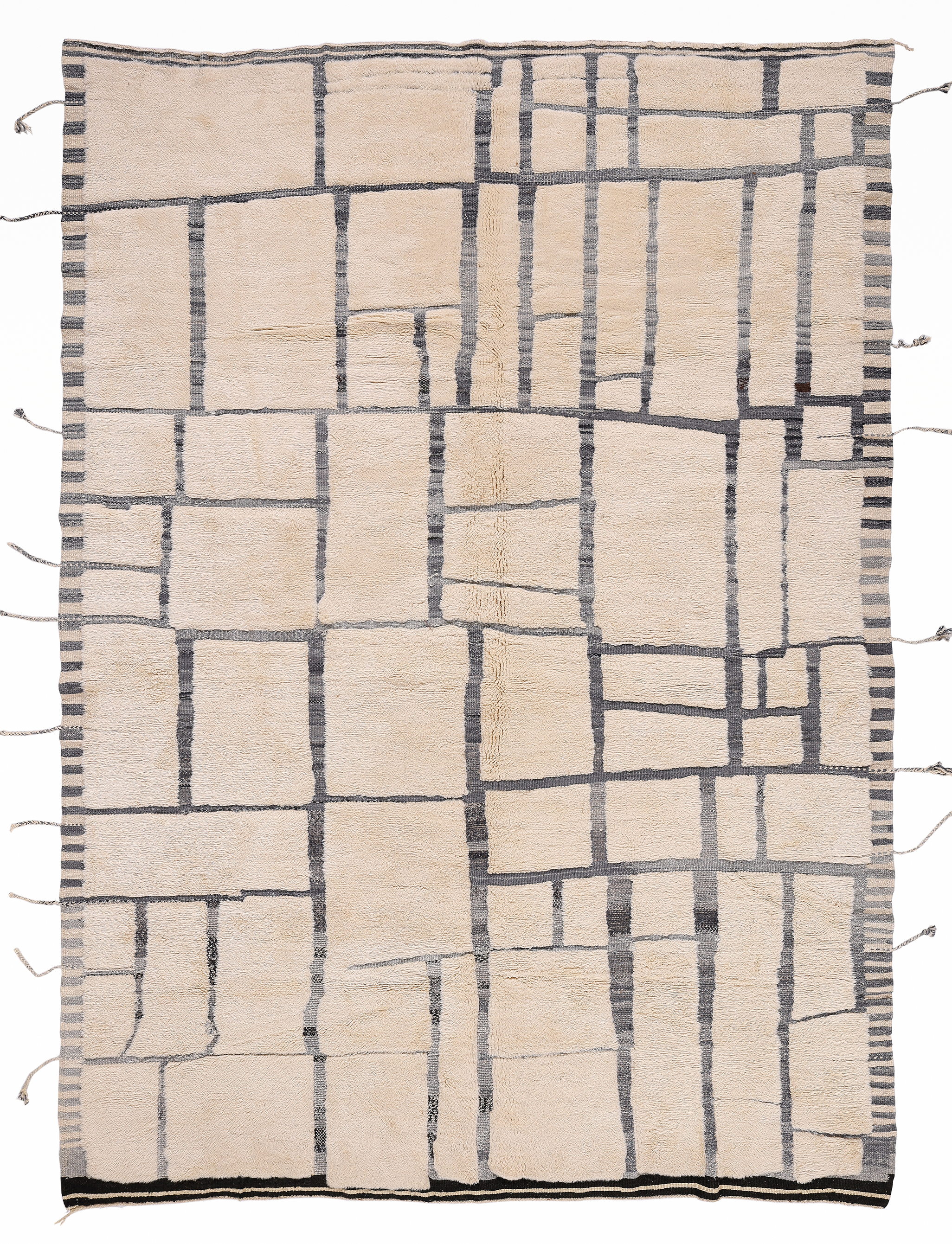 Modern Moroccan Rug with Abstract Grid Design  Handwoven Wool