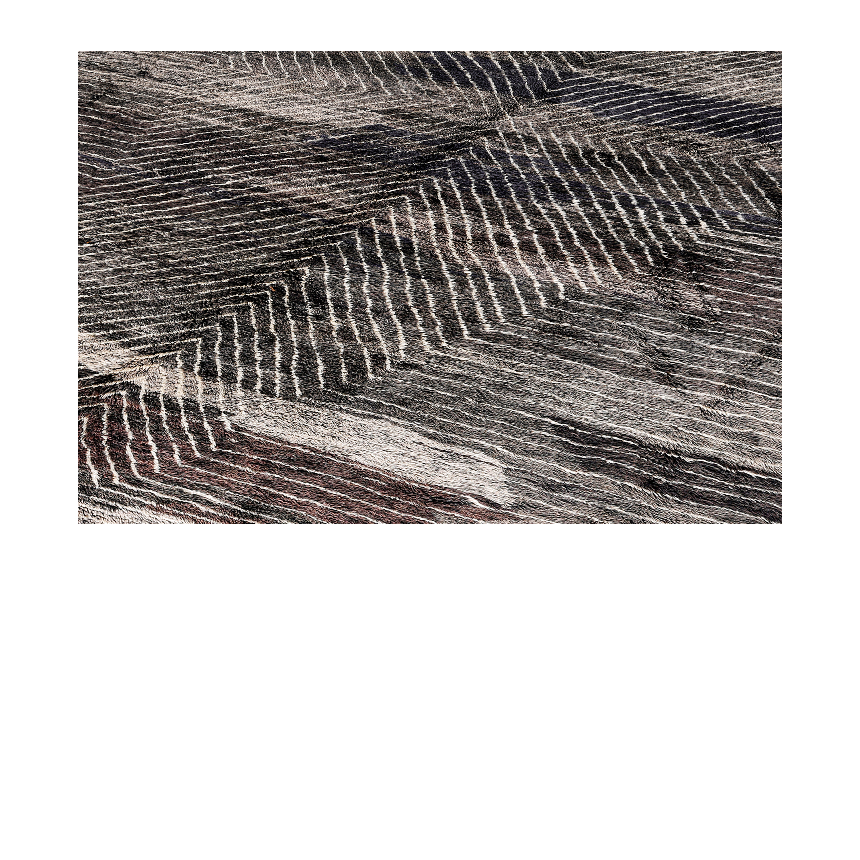 Grey Moroccan Rug with Central Diamond Pattern  Handwoven Wool