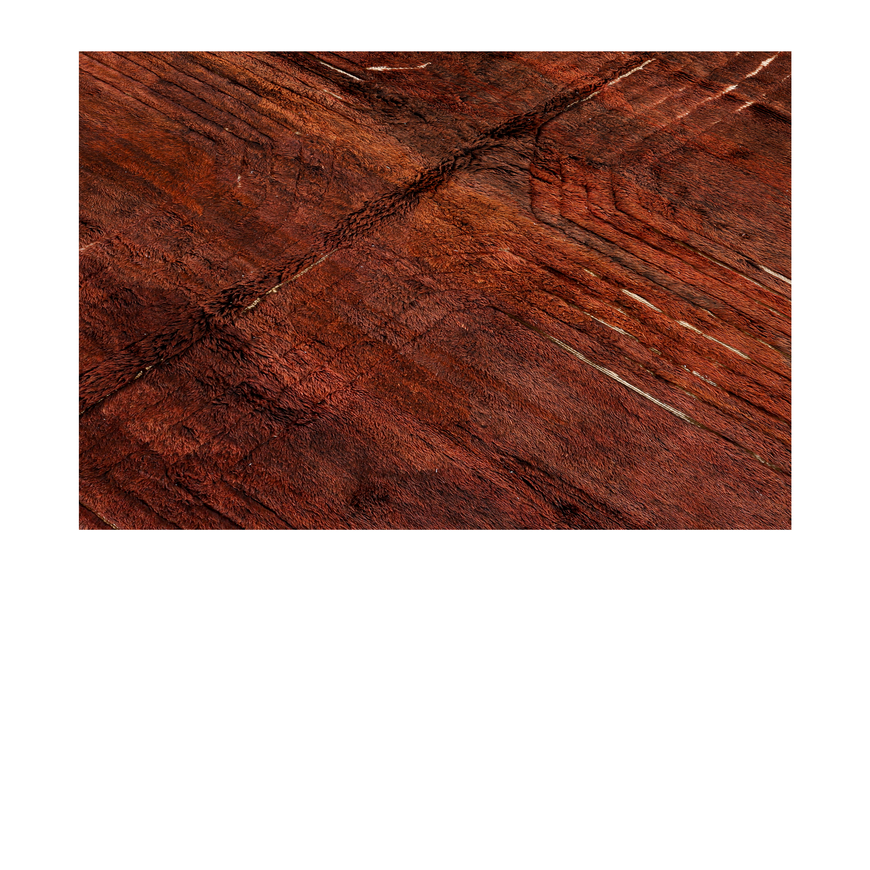 Textured Beni Ourain Moroccan rug in maroon with linear wool pattern and natural fringe