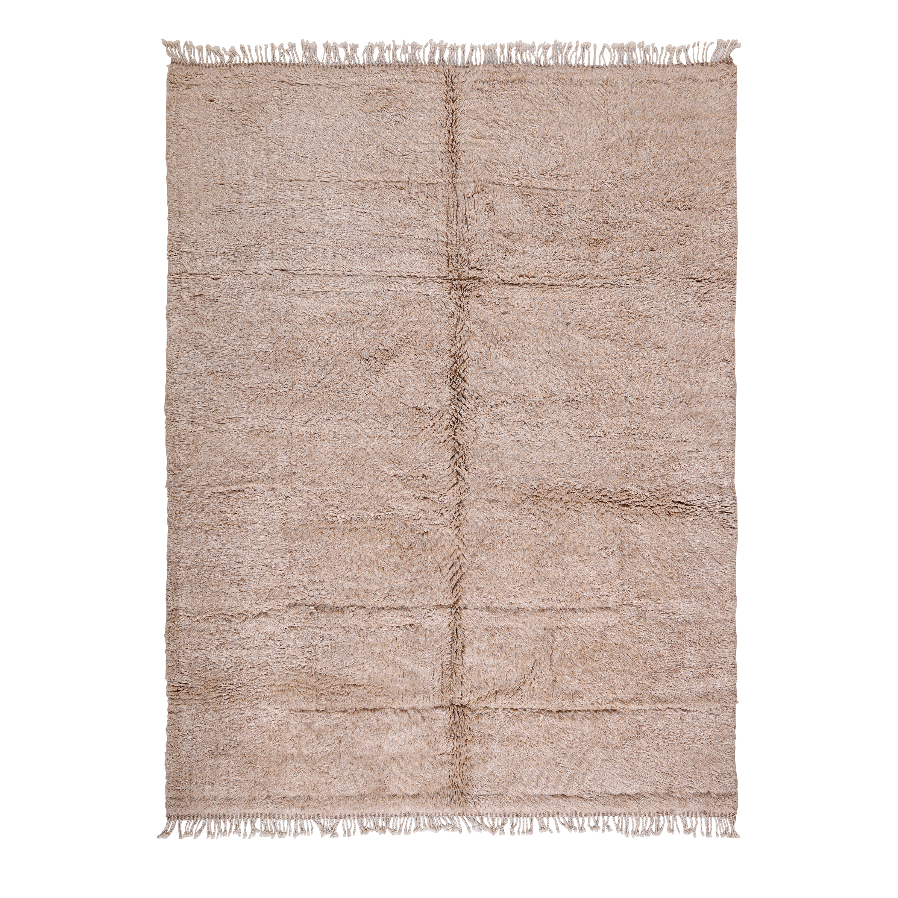 Calm Beni Ourain Moroccan rug in beige with soft handwoven wool and minimal grid structure