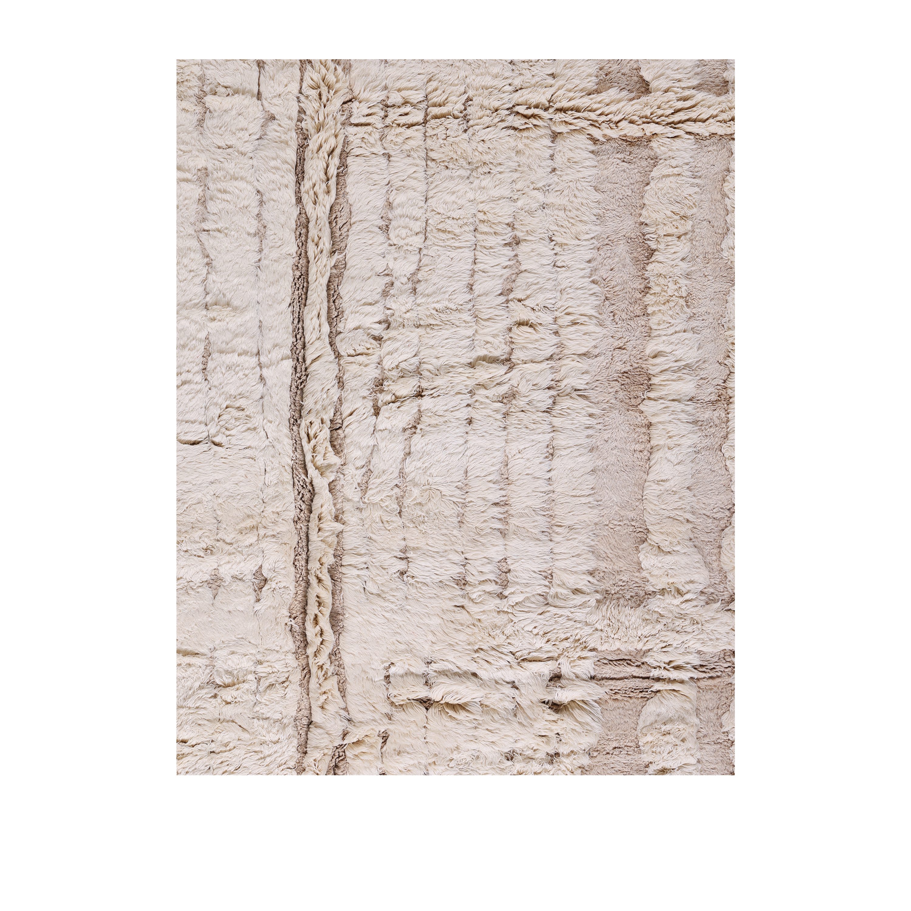 Elevated Berber Moroccan rug in cream with soft high-pile texture and organic patterning