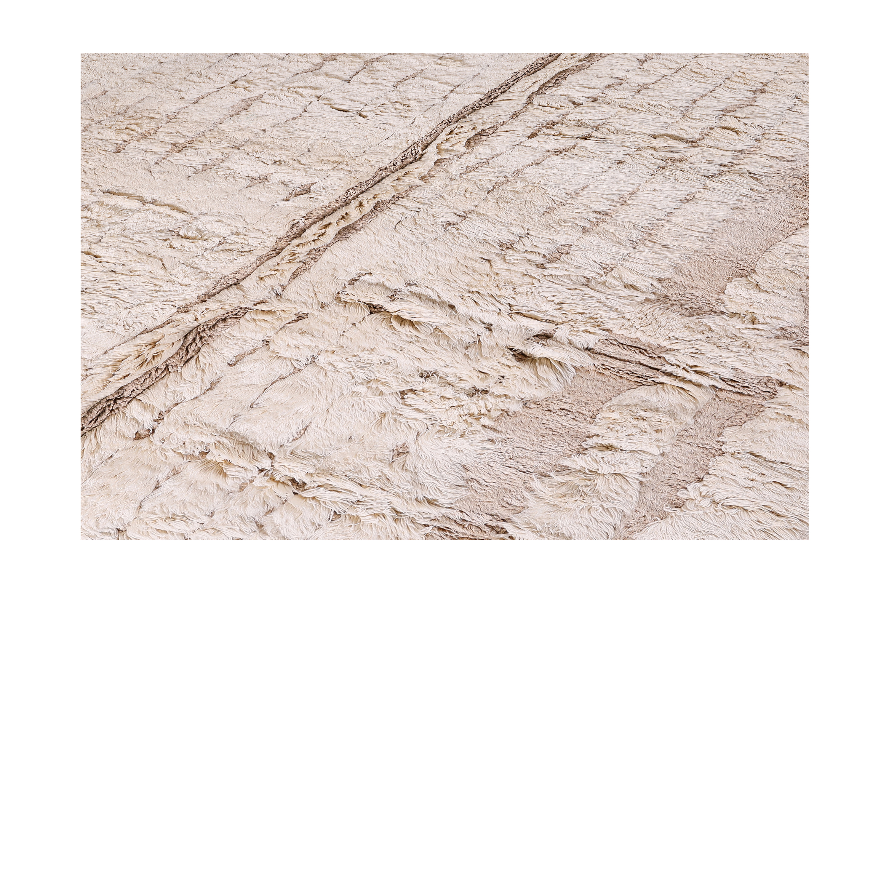 Elevated Berber Moroccan rug in cream with soft high-pile texture and organic patterning