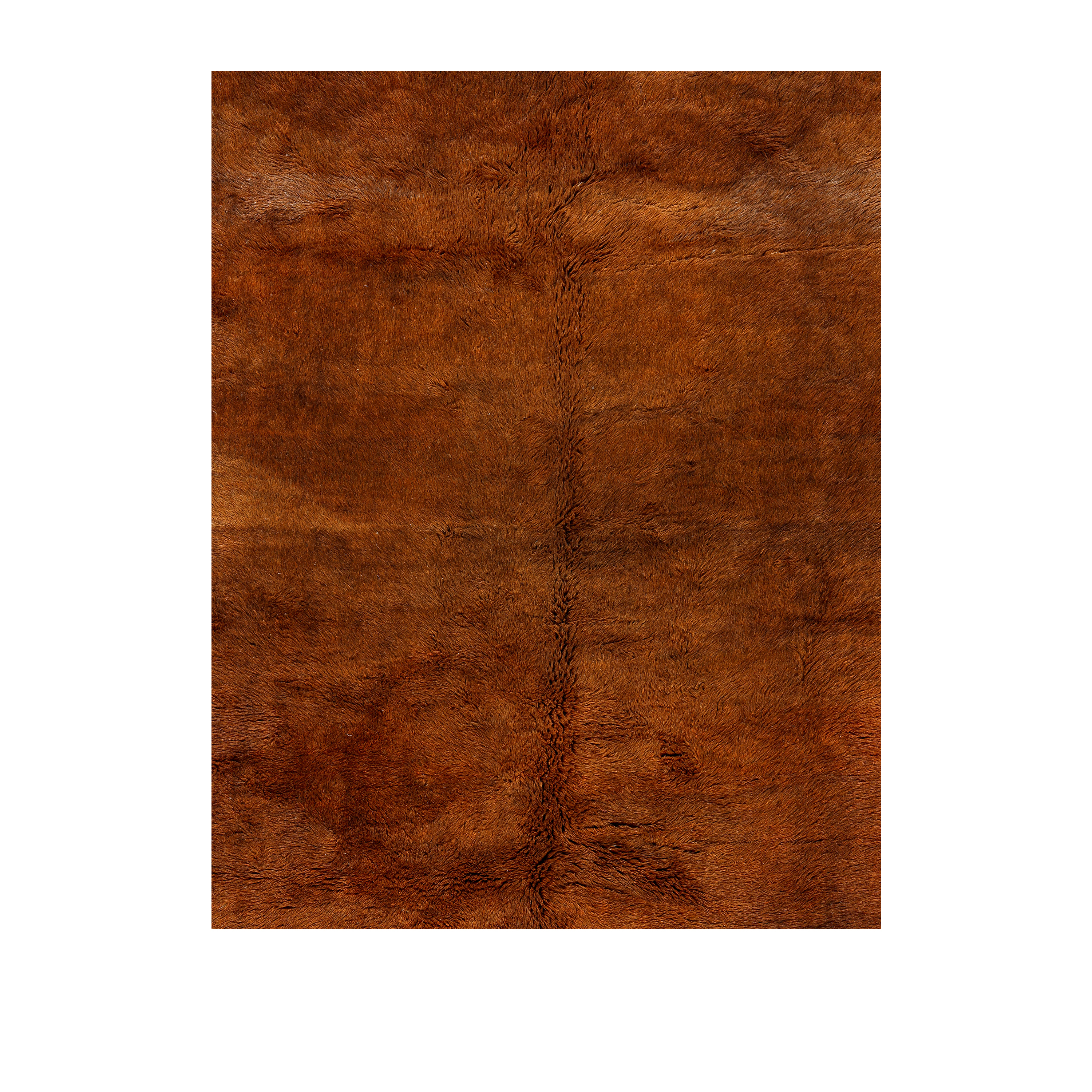 Artisan Moroccan rug in copper with geometric border and handwoven wool texture